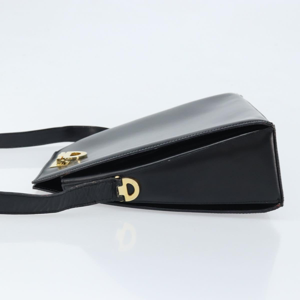 CELINE Shoulder Bag Leather Black Gold Auth ka2942