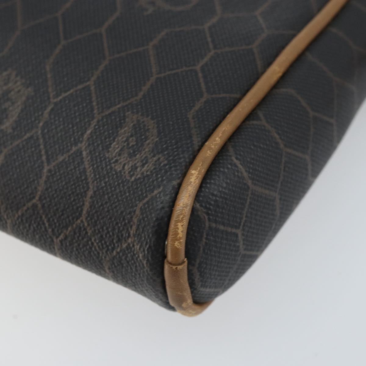 Christian Dior Honeycomb Canvas Shoulder Bag PVC Black Gold Auth ka2948