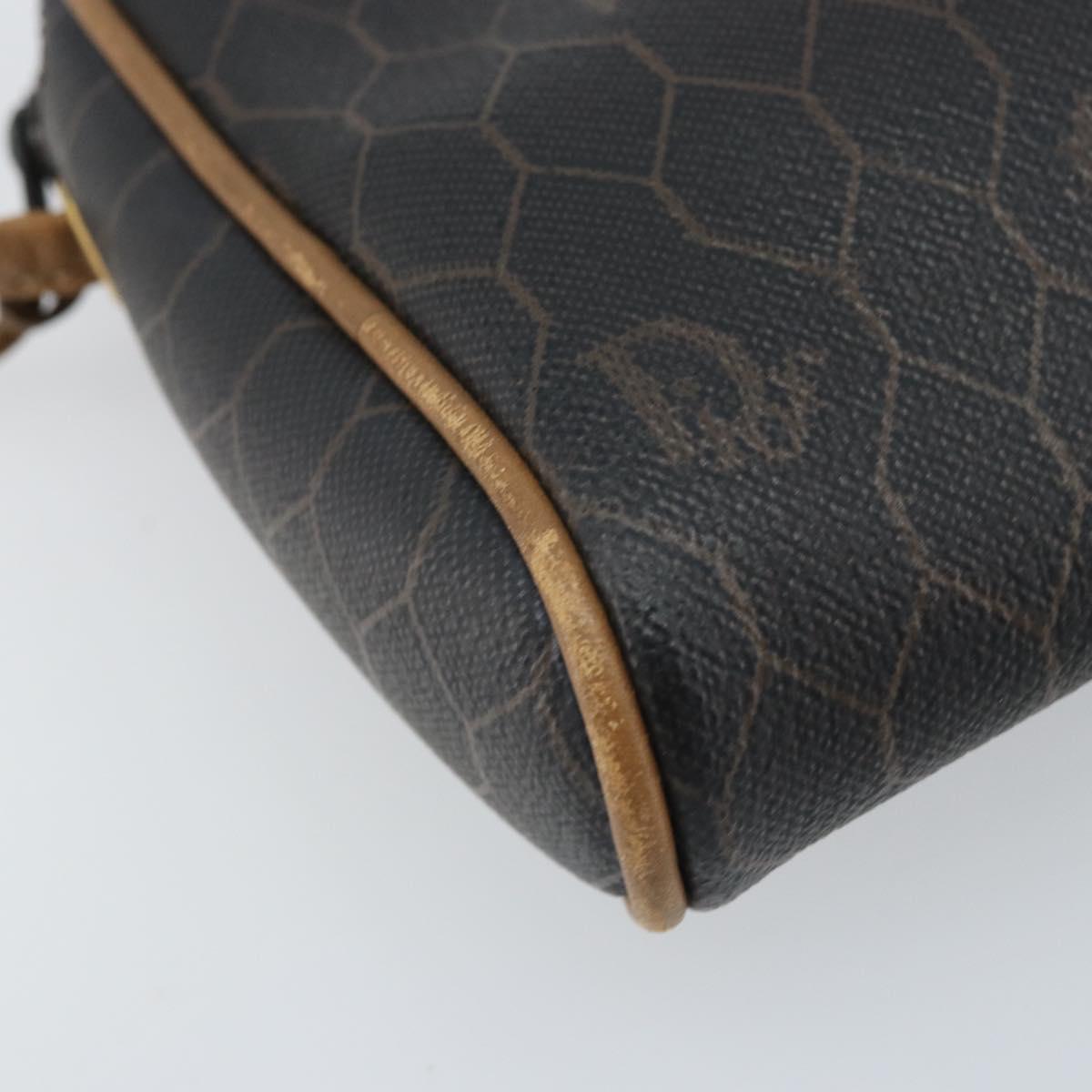 Christian Dior Honeycomb Canvas Shoulder Bag PVC Black Gold Auth ka2948