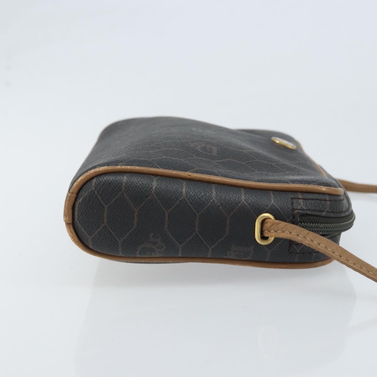Christian Dior Honeycomb Canvas Shoulder Bag PVC Black Gold Auth ka2948