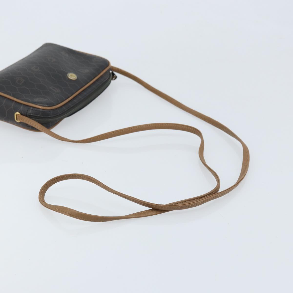 Christian Dior Honeycomb Canvas Shoulder Bag PVC Black Gold Auth ka2948