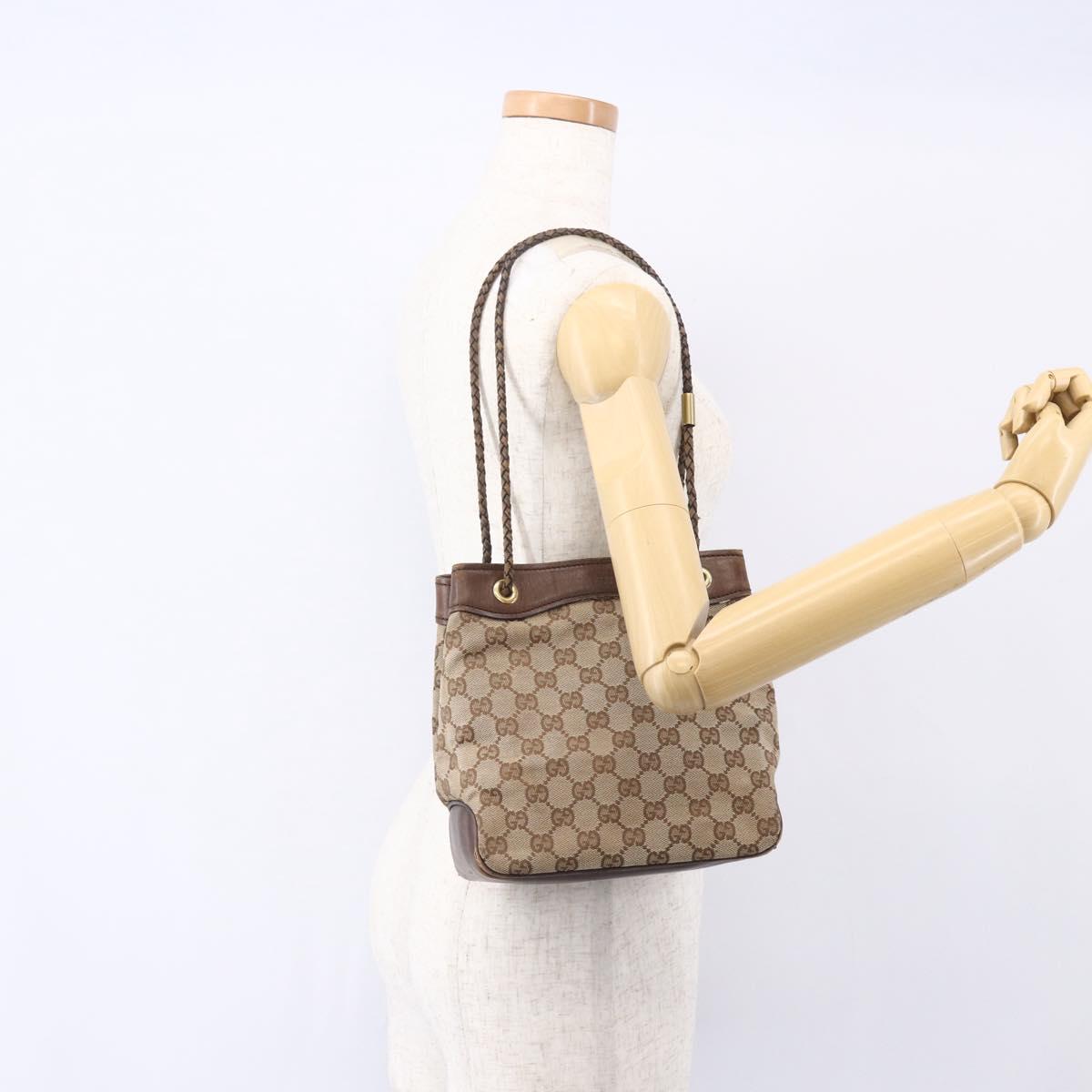 GUCCI GG Canvas Shoulder Bag Beige Gold 109143 Auth ka295