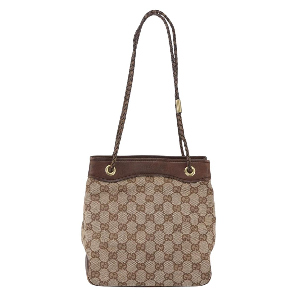 GUCCI GG Canvas Shoulder Bag Beige Gold 109143 Auth ka295