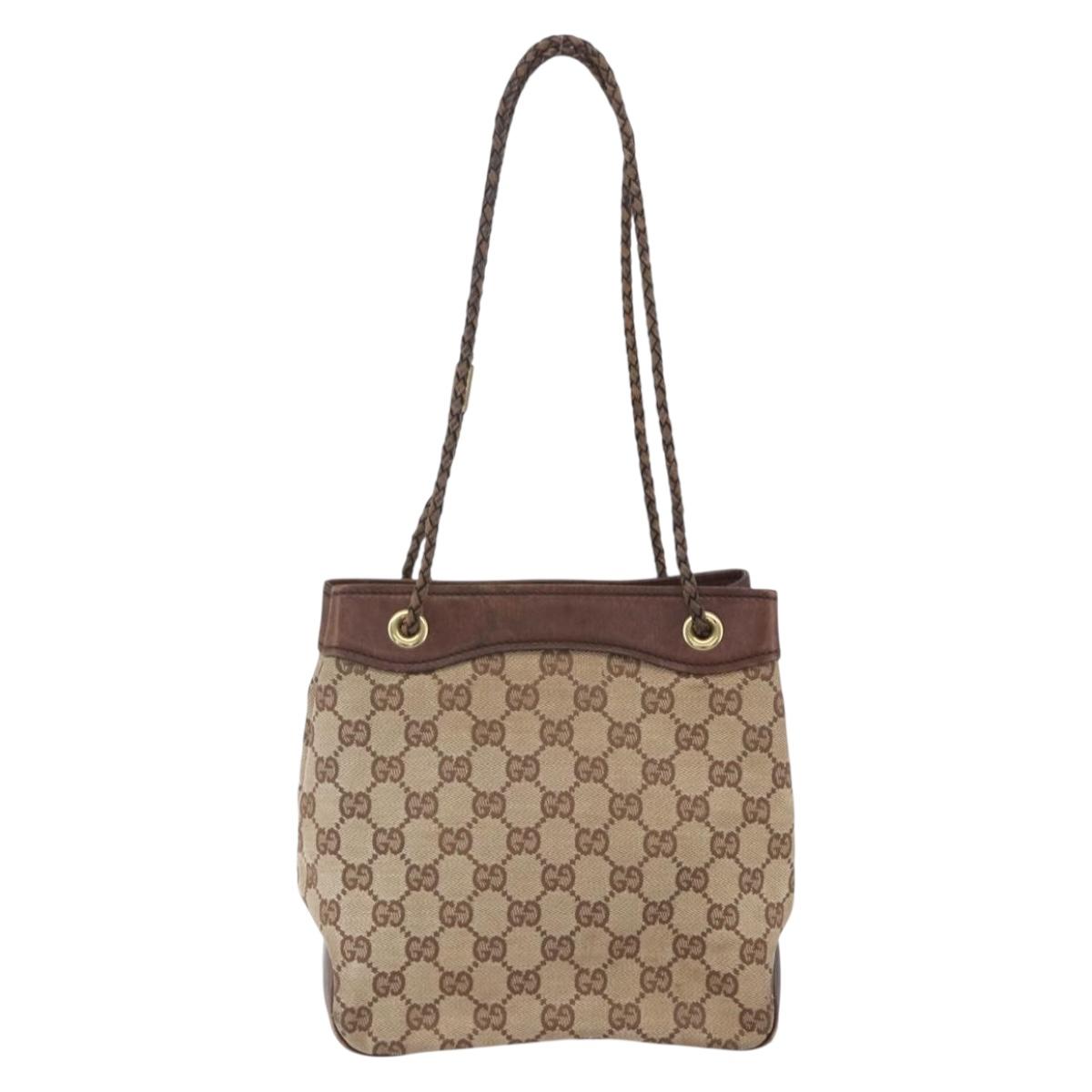 GUCCI GG Canvas Shoulder Bag Beige Gold 109143 Auth ka295