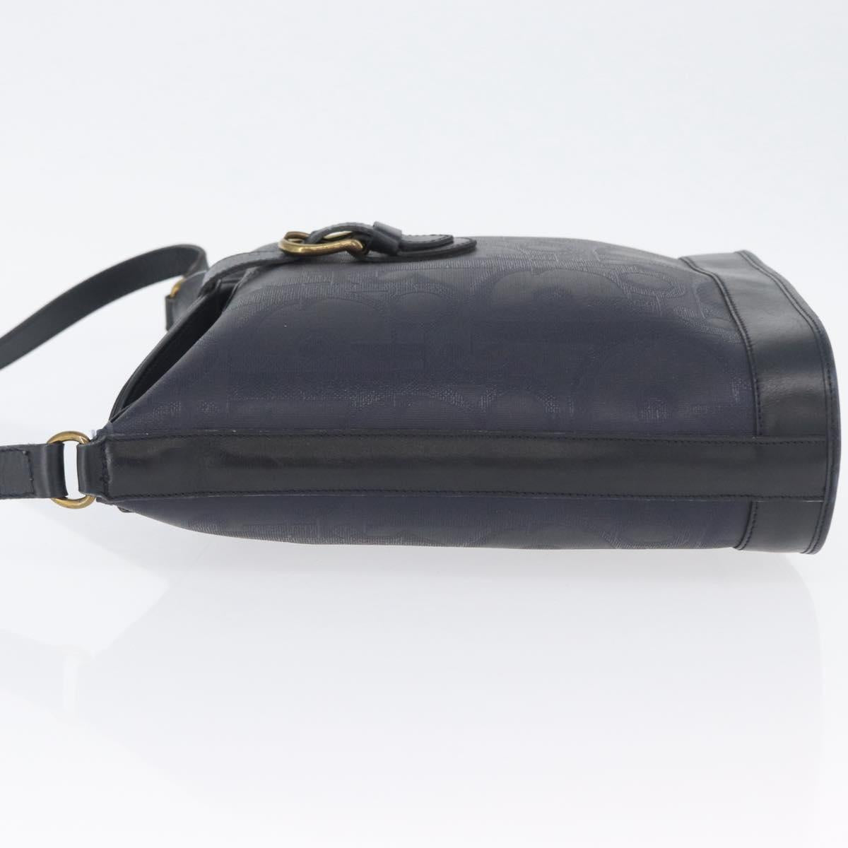 Christian Dior Trotter Canvas Shoulder Bag Navy Gold Auth ka2955