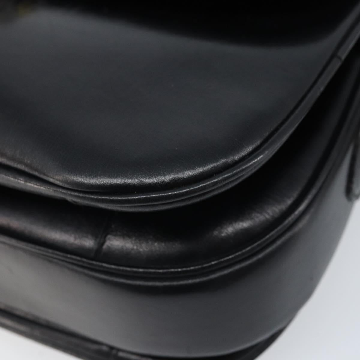 CELINE Horse Carriage Shoulder Bag Leather Black Gold Auth ka2957