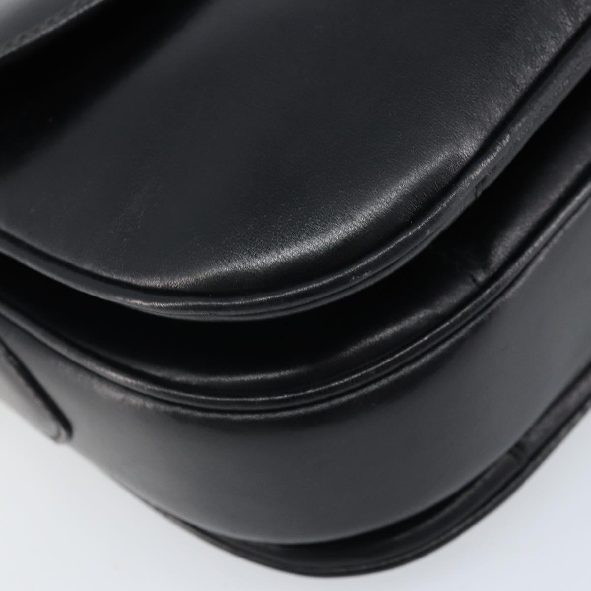 CELINE Horse Carriage Shoulder Bag Leather Black Gold Auth ka2957