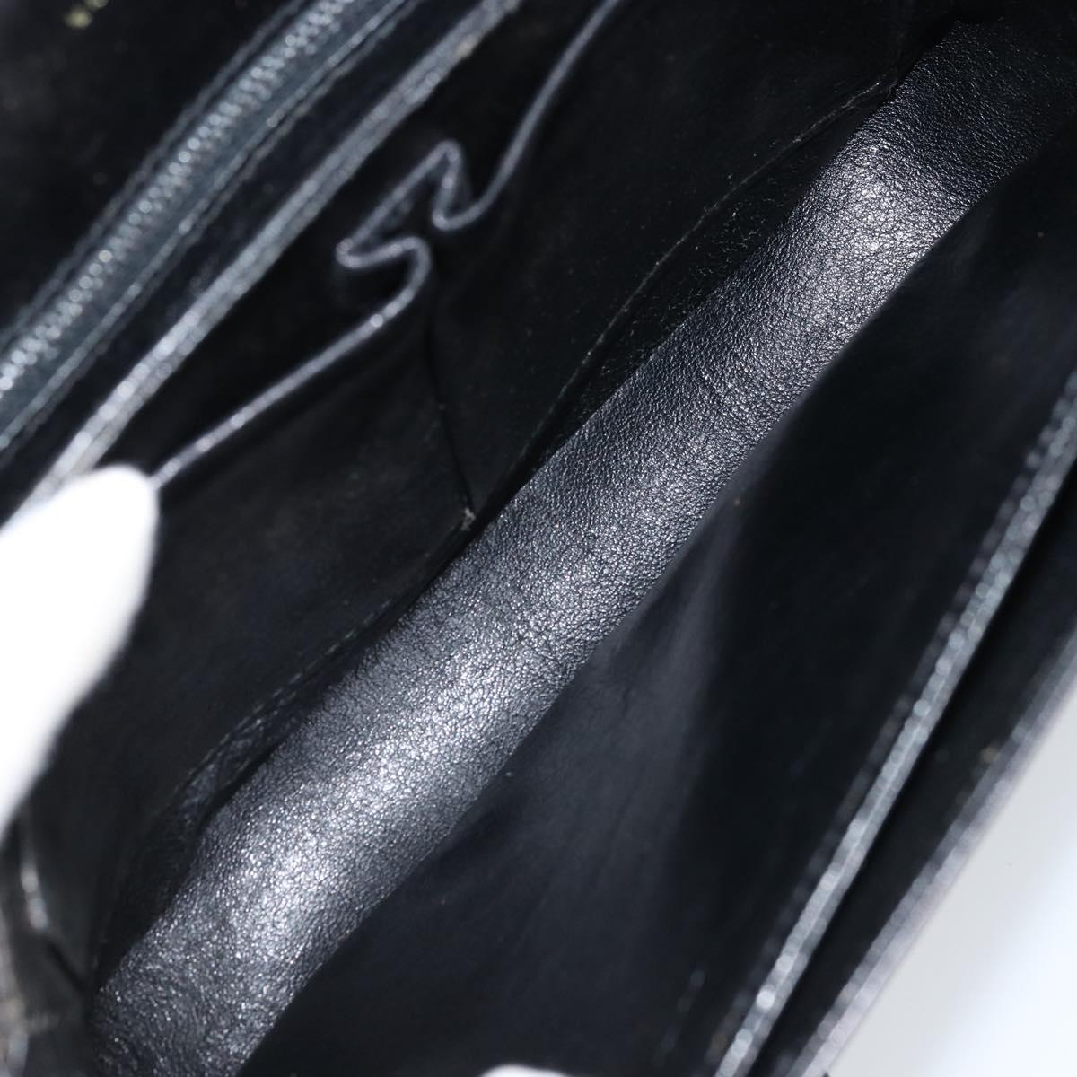 CELINE Horse Carriage Shoulder Bag Leather Black Gold Auth ka2957