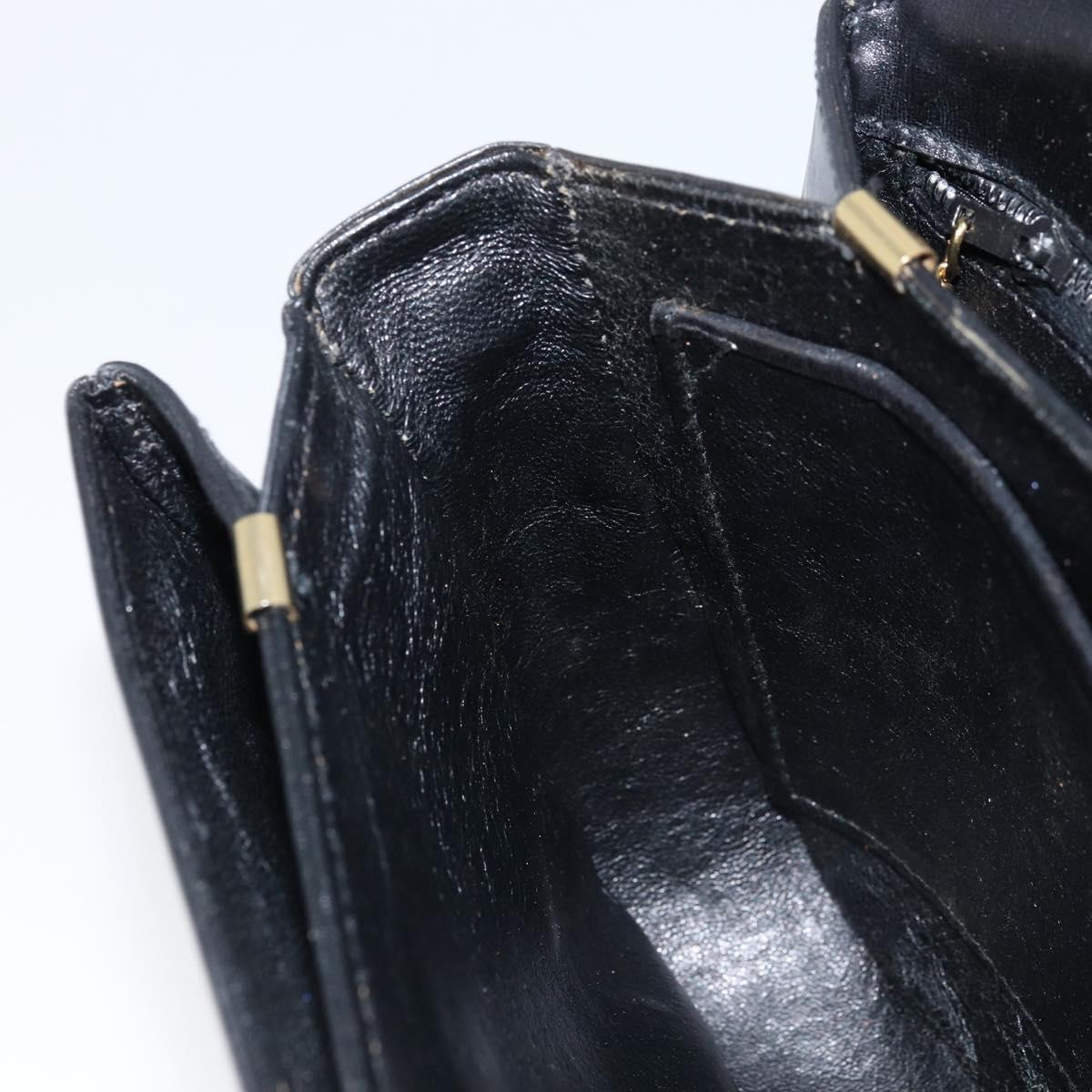 CELINE Horse Carriage Shoulder Bag Leather Black Gold Auth ka2957
