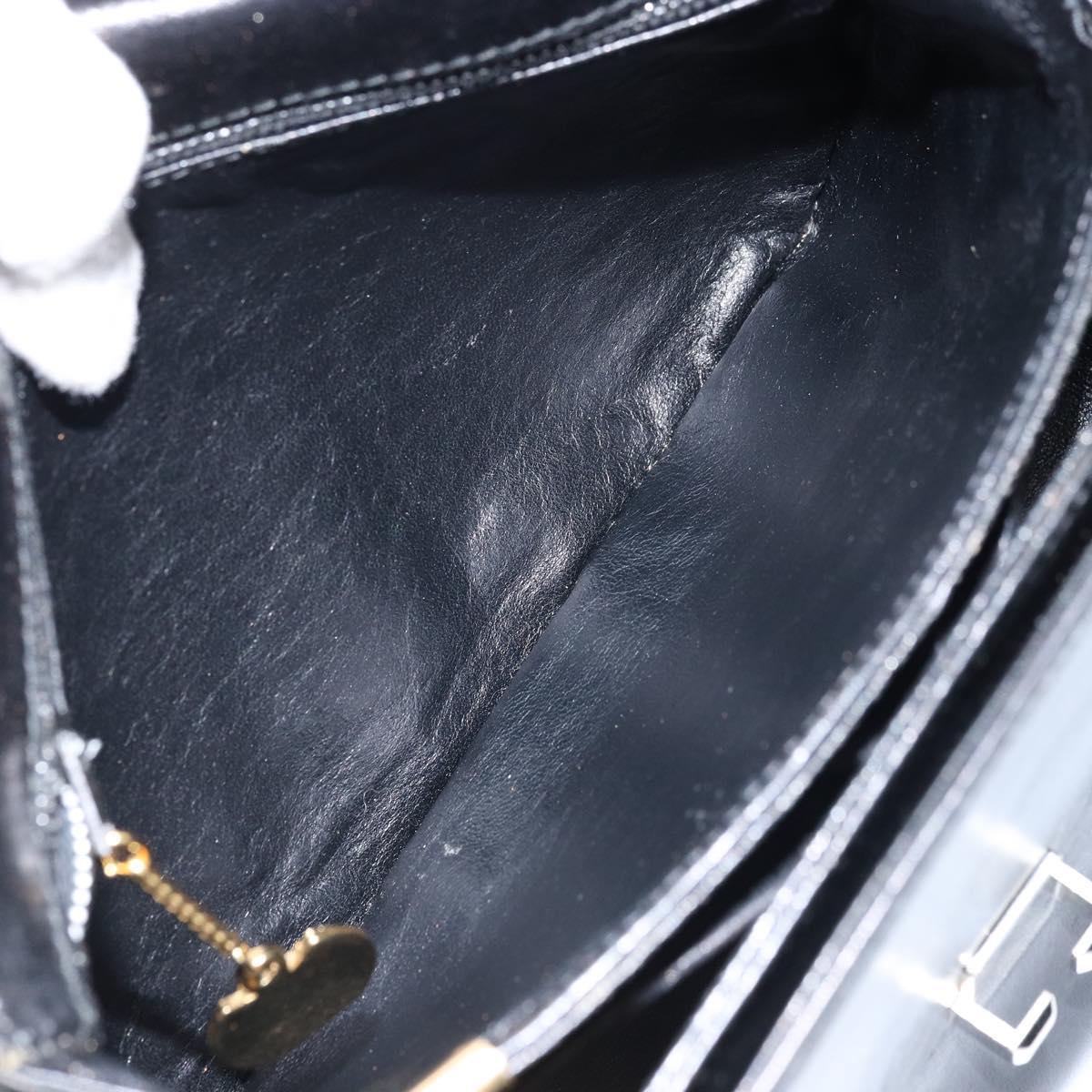 CELINE Horse Carriage Shoulder Bag Leather Black Gold Auth ka2957