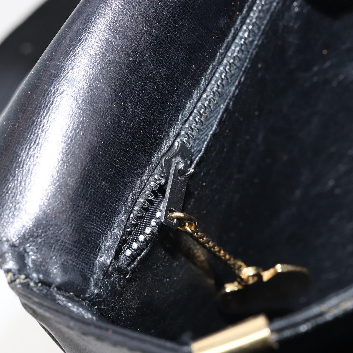 CELINE Horse Carriage Shoulder Bag Leather Black Gold Auth ka2957