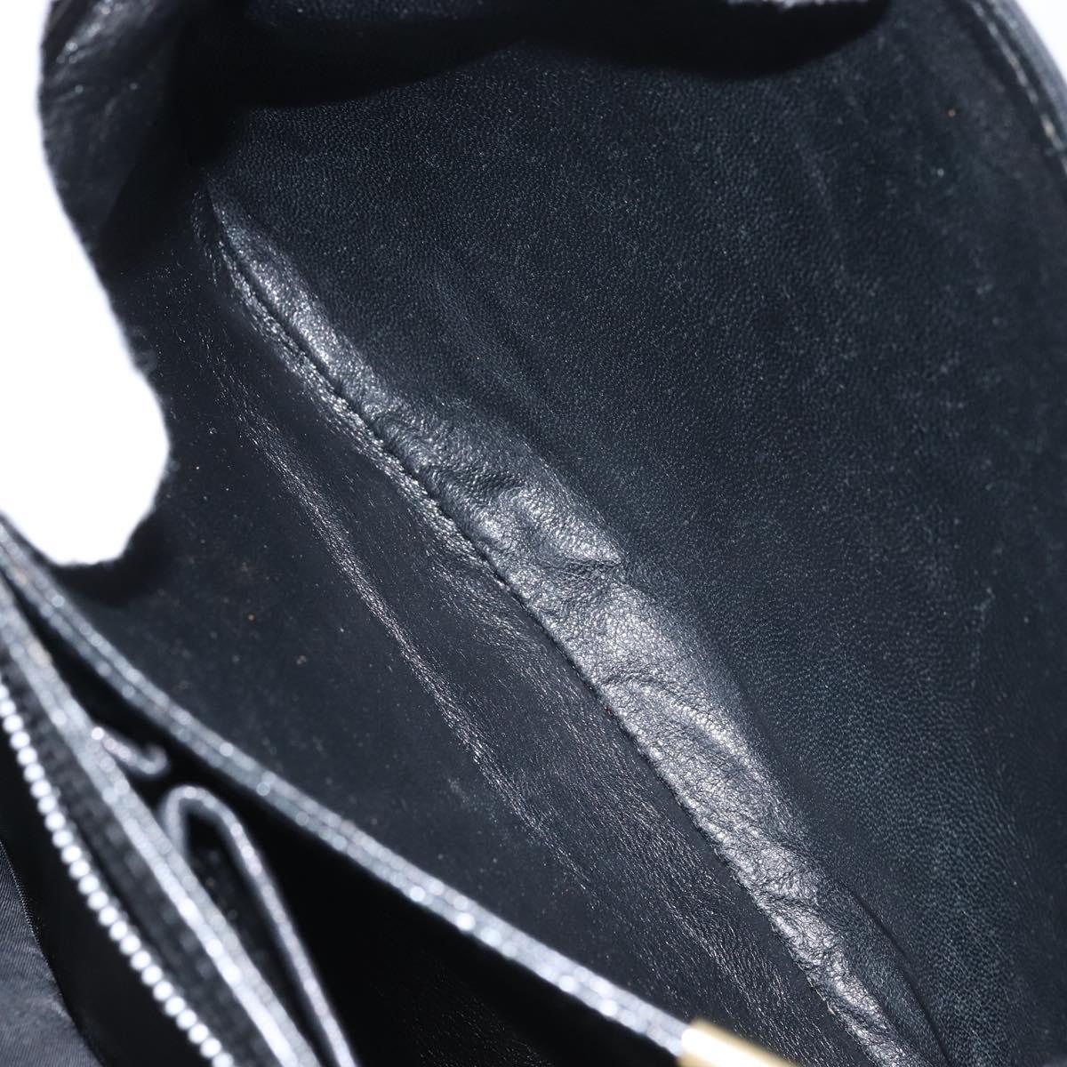 CELINE Horse Carriage Shoulder Bag Leather Black Gold Auth ka2957