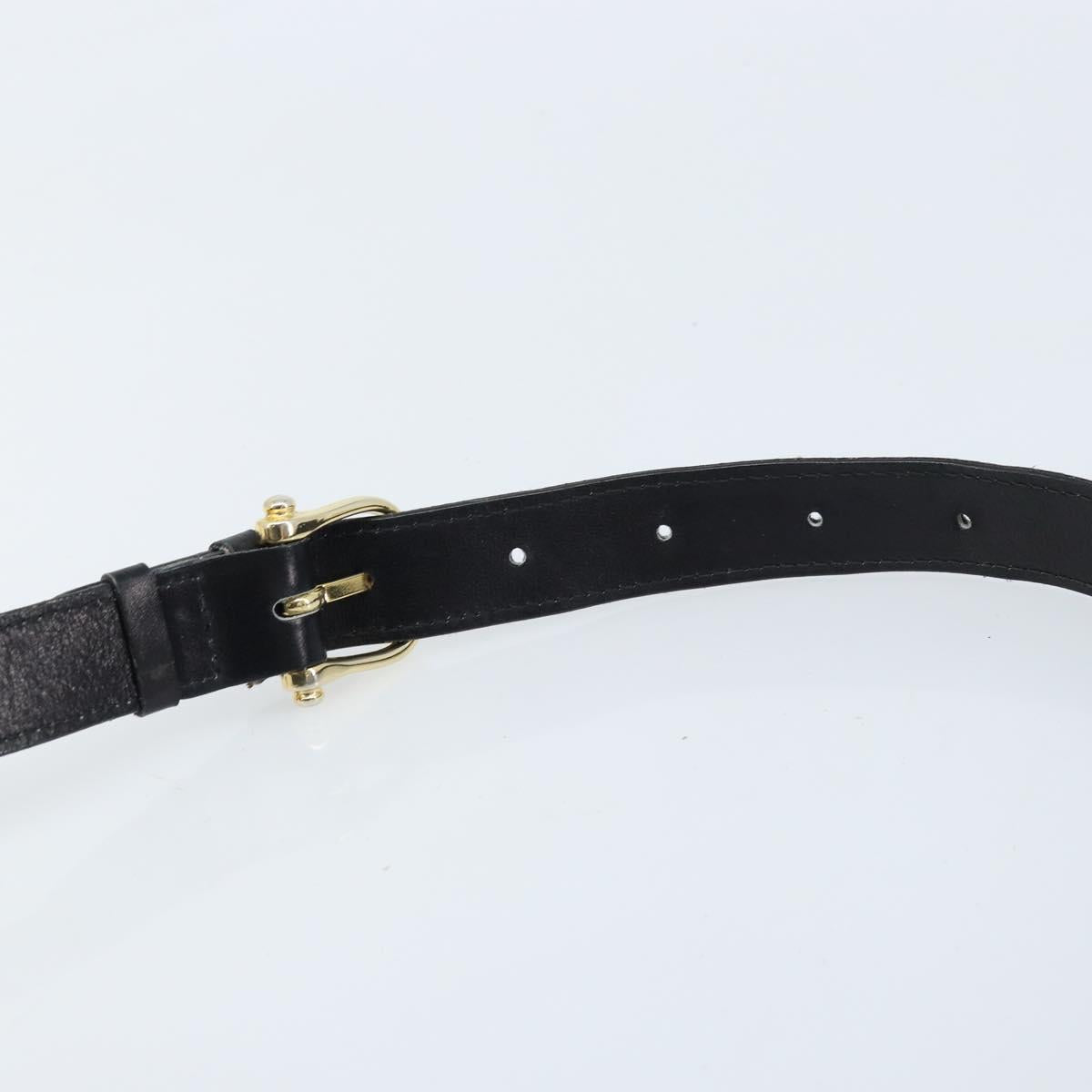 CELINE Horse Carriage Shoulder Bag Leather Black Gold Auth ka2957