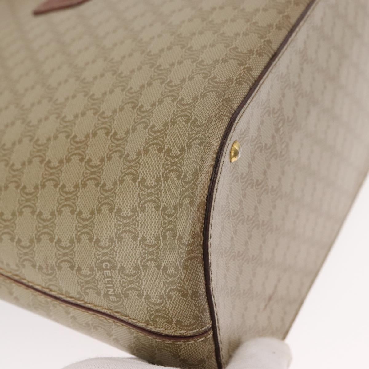 CELINE Macadam Canvas Hand Bag PVC 2way Beige Gold Auth ka296