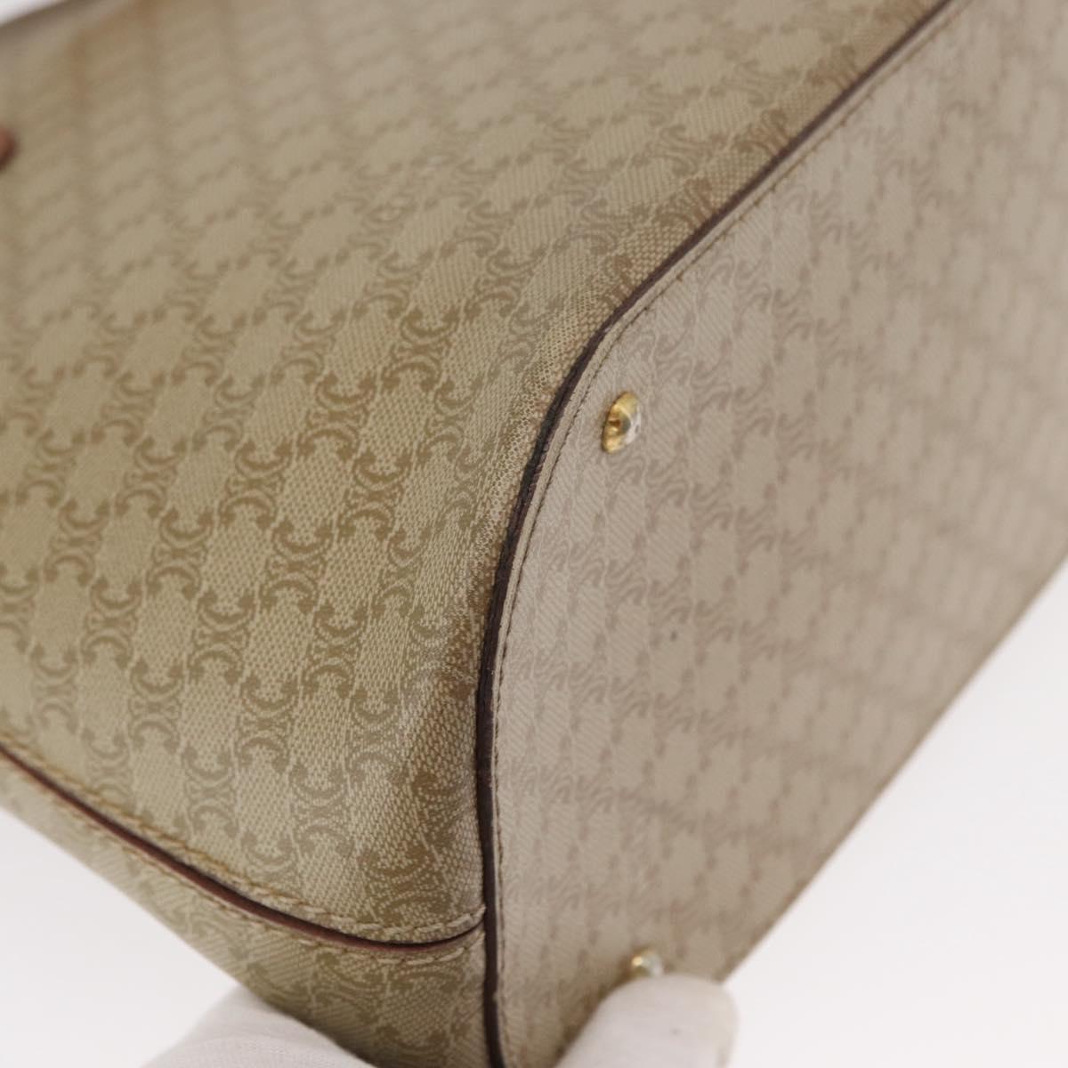 CELINE Macadam Canvas Hand Bag PVC 2way Beige Gold Auth ka296