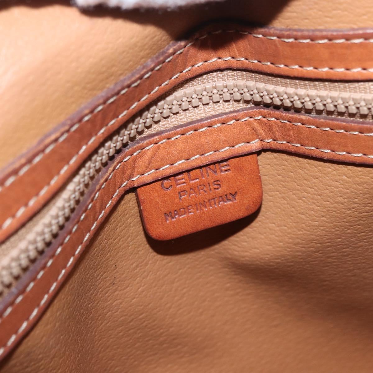 CELINE Macadam Canvas Hand Bag PVC 2way Beige Gold Auth ka296