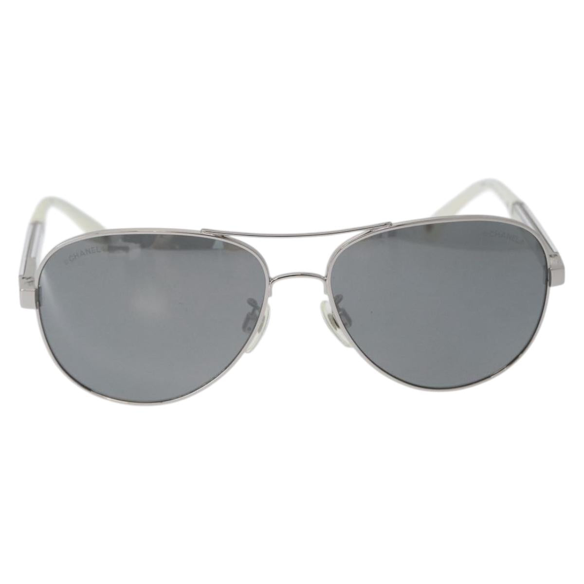 CHANEL Sunglasses metal Silver CC Auth ka2965