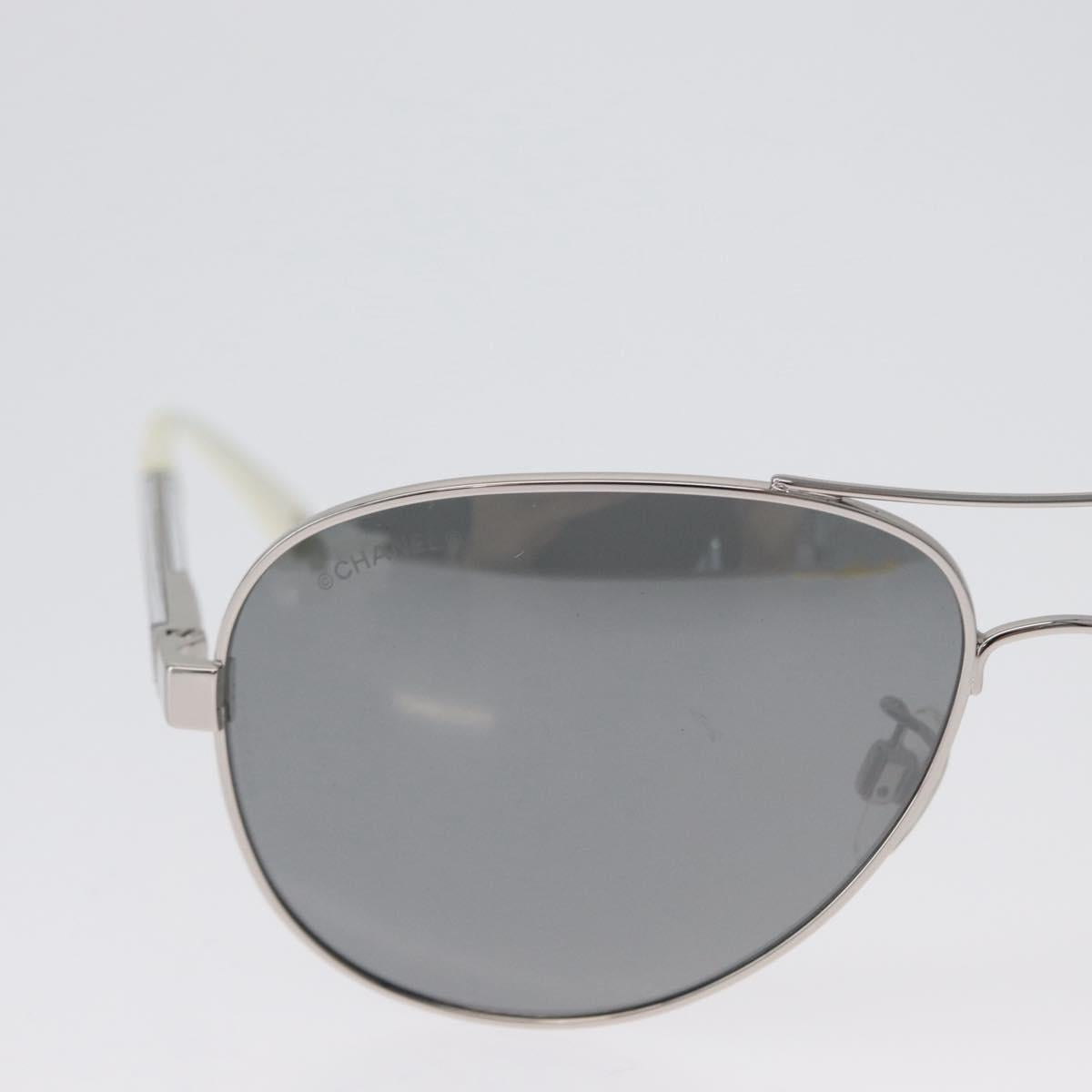 CHANEL Sunglasses metal Silver CC Auth ka2965