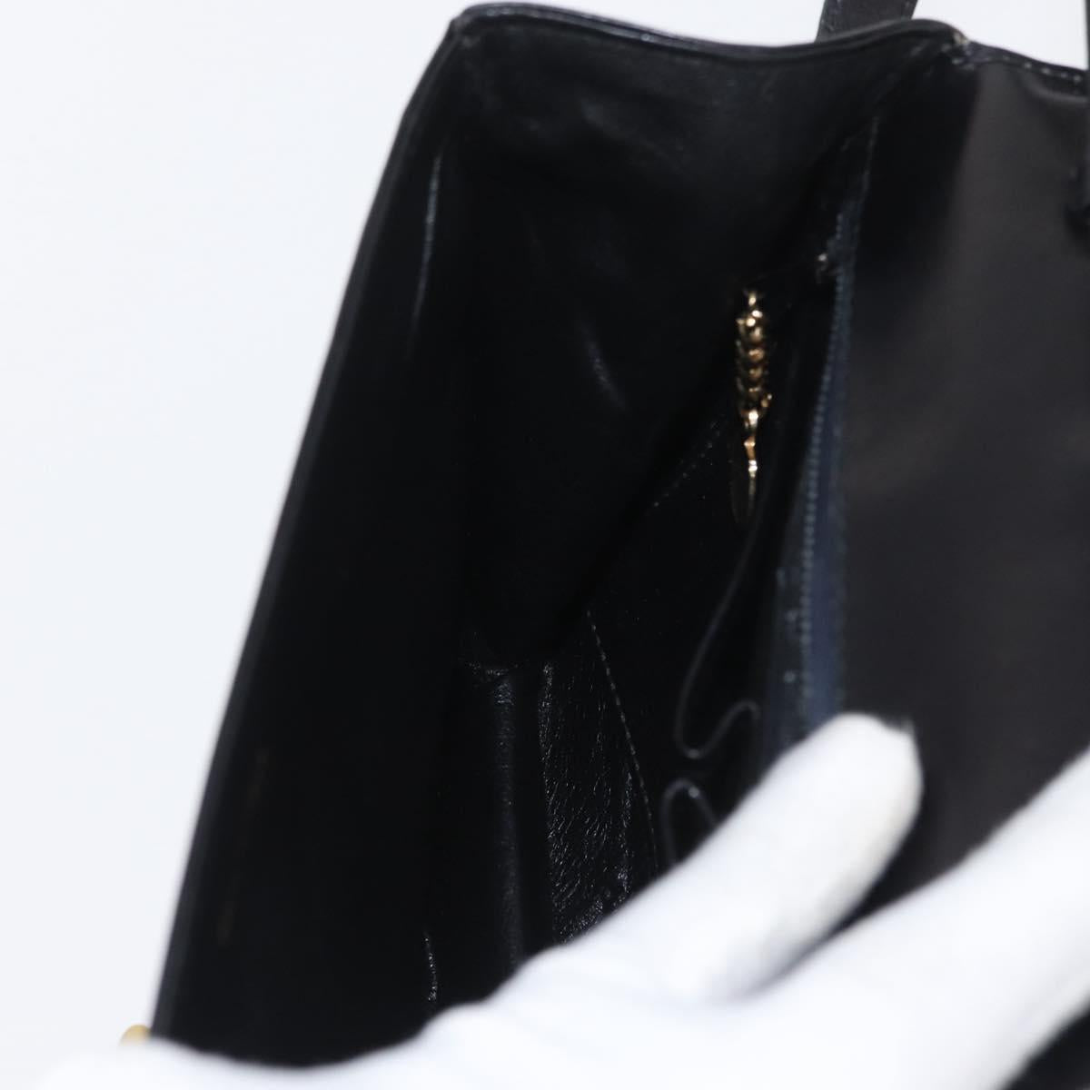 CELINE Shoulder Bag Leather Black Gold Auth ka2969