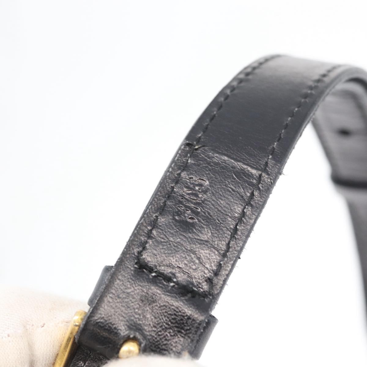 CELINE Shoulder Bag Leather Black Gold Auth ka2969