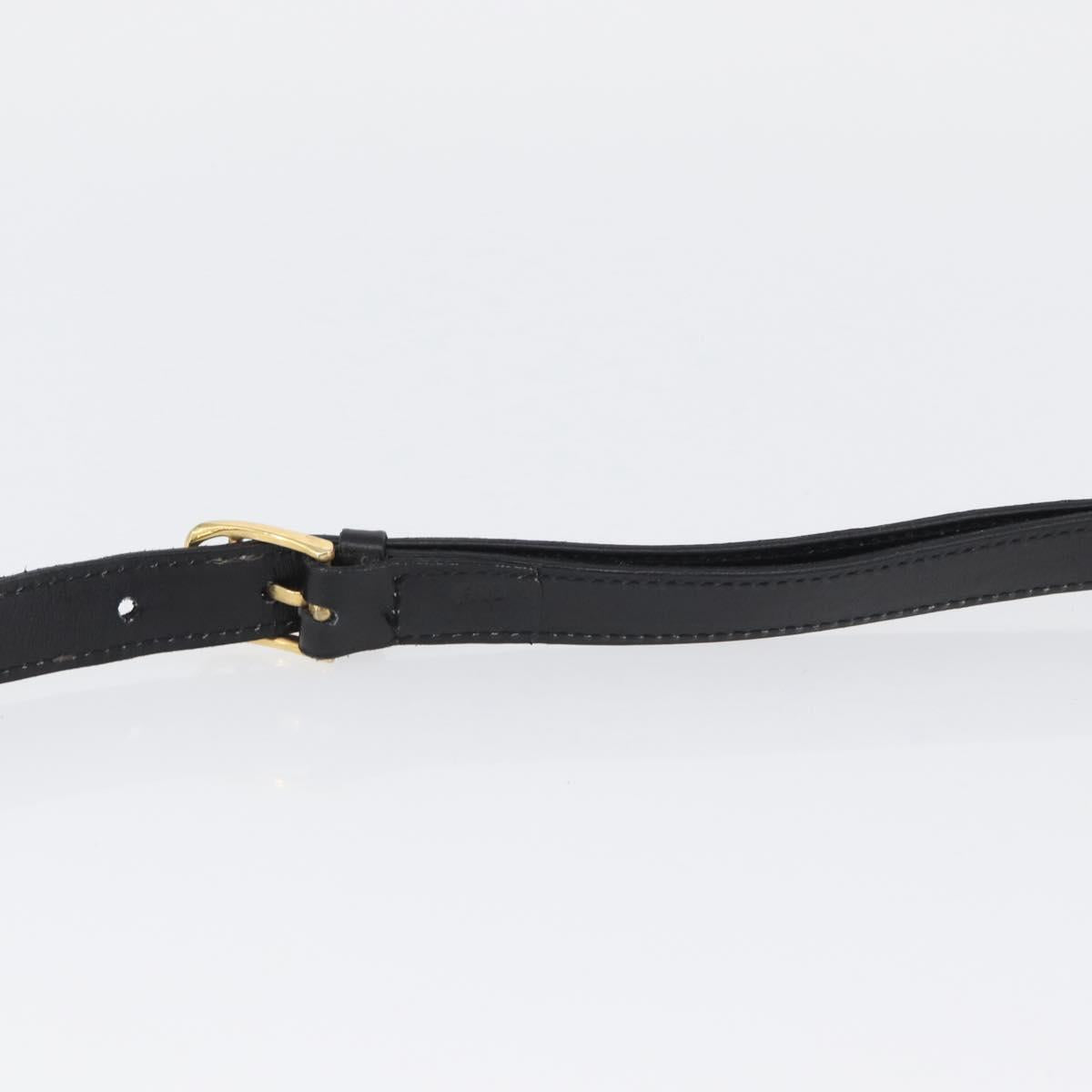 CELINE Shoulder Bag Leather Black Gold Auth ka2969
