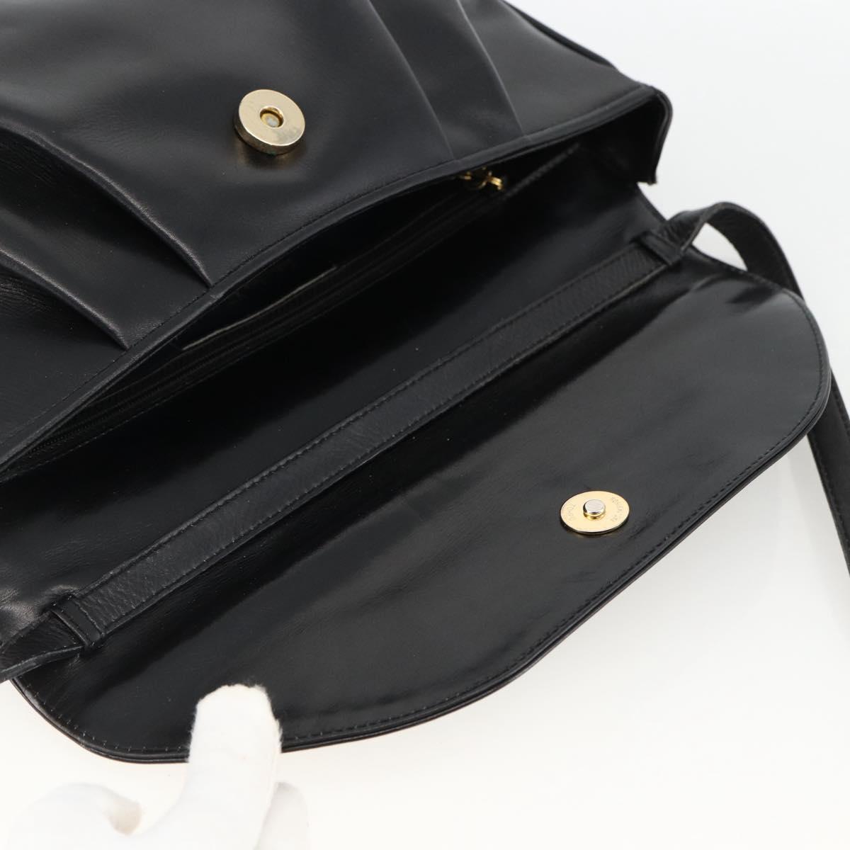 Salvatore Ferragamo Shoulder Bag Patent leather Black Gold Auth ka2971