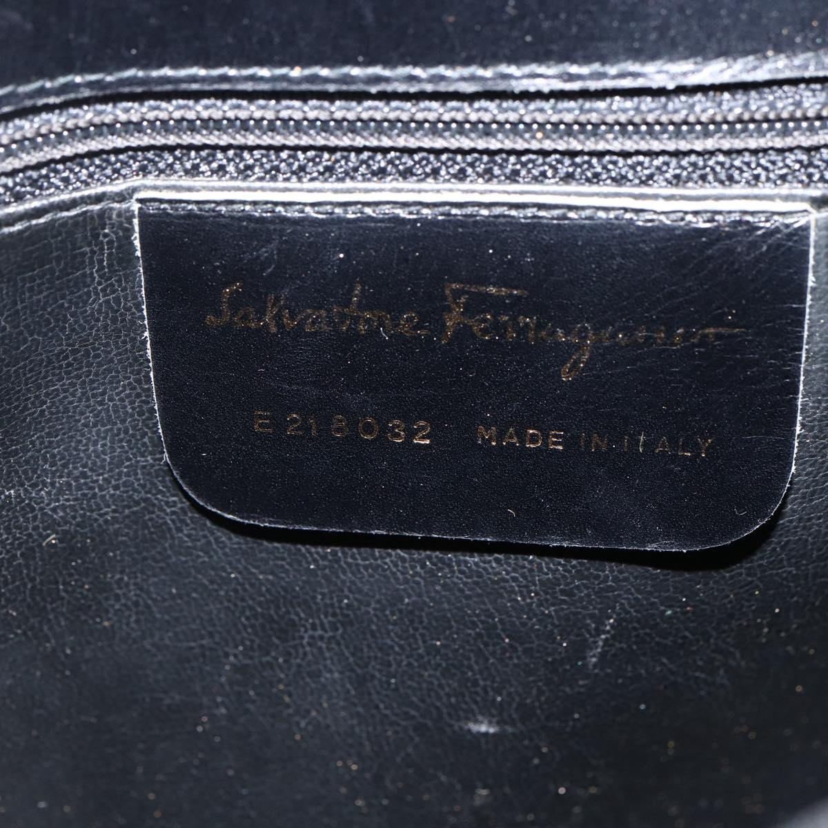 Salvatore Ferragamo Shoulder Bag Patent leather Black Gold Auth ka2971
