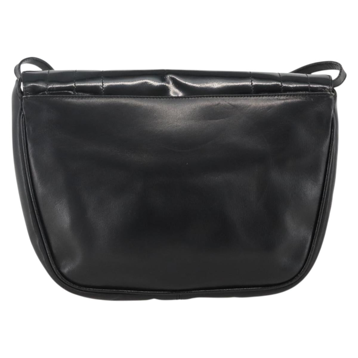 Salvatore Ferragamo Shoulder Bag Patent leather Black Gold Auth ka2971