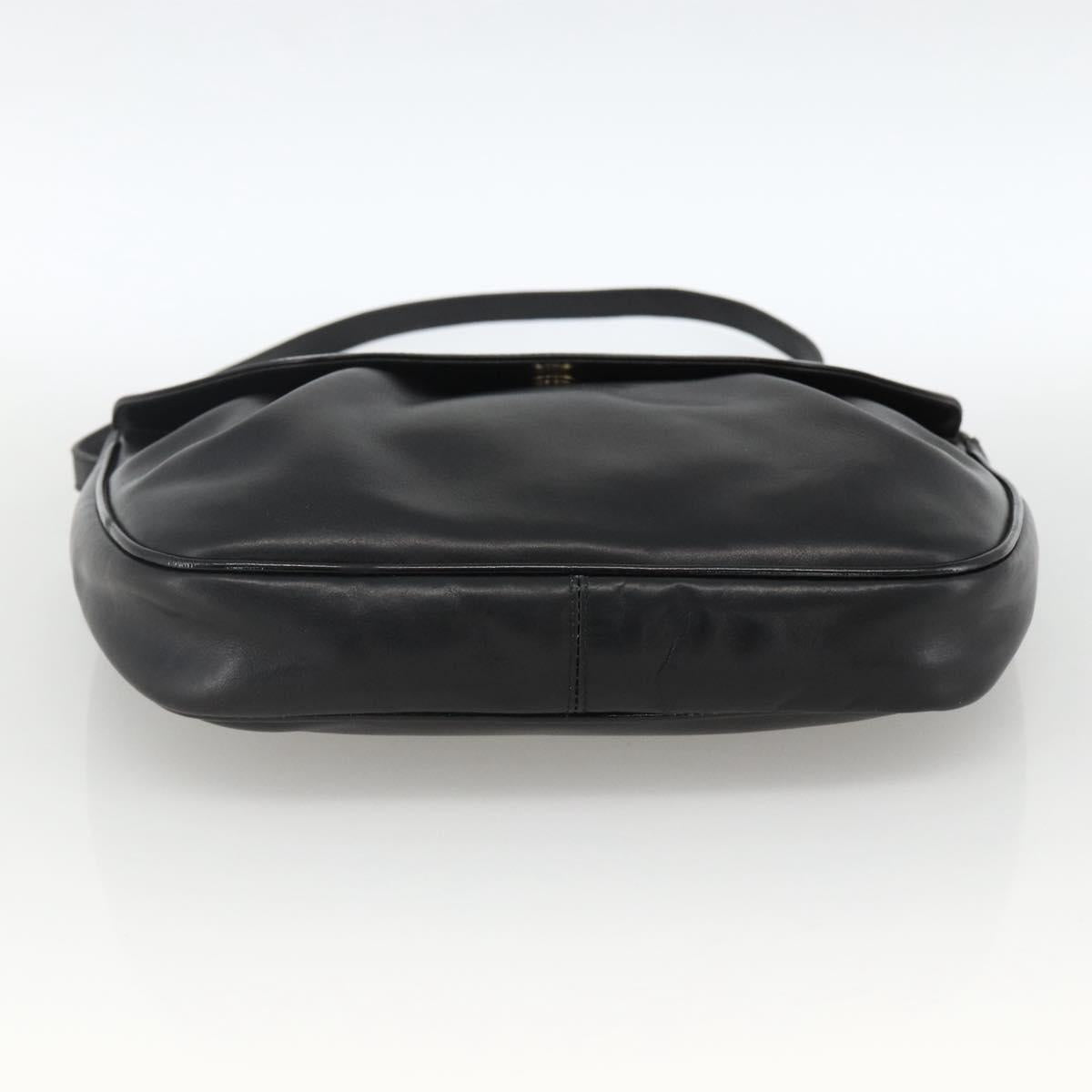 Salvatore Ferragamo Shoulder Bag Patent leather Black Gold Auth ka2971