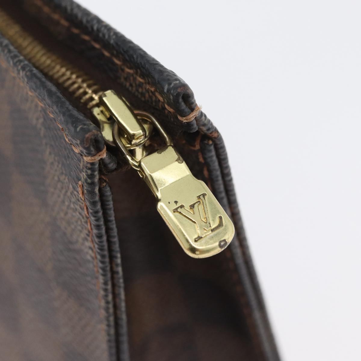 LOUIS VUITTON Damier Ebene Poche Toilette 19 Pouch N47544 LV Auth ka2972