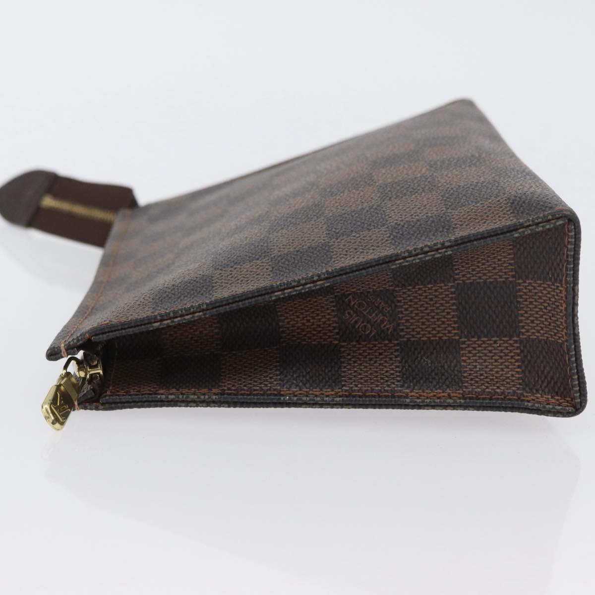 LOUIS VUITTON Damier Ebene Poche Toilette 19 Pouch N47544 LV Auth ka2972