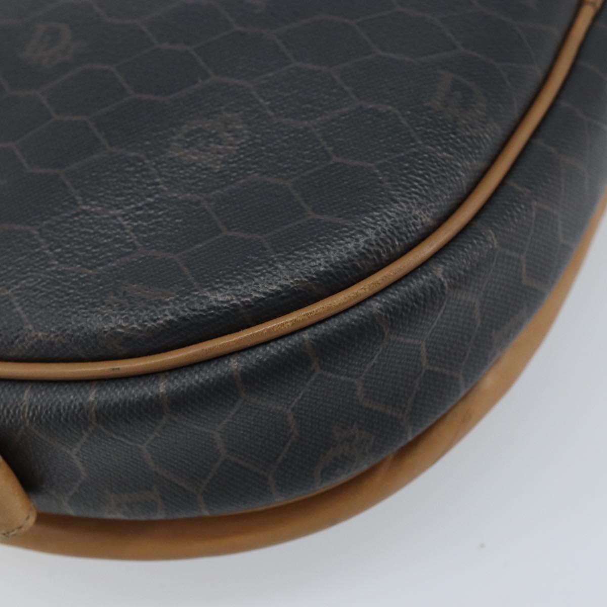 Christian Dior Honeycomb Canvas Shoulder Bag PVC Black Gold Auth ka2973