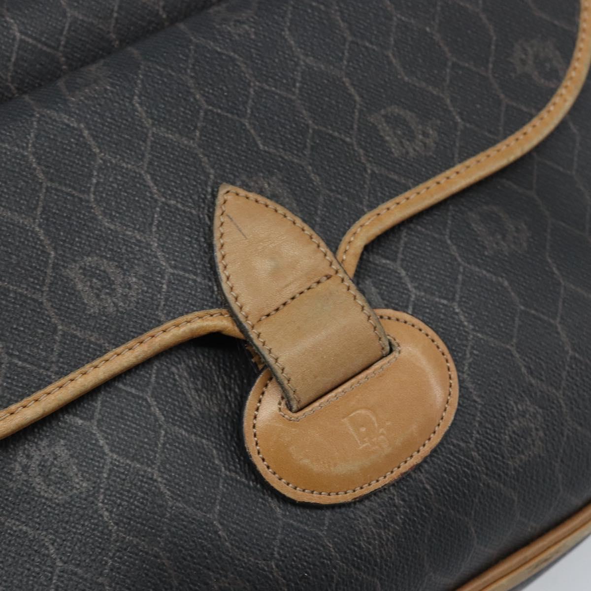Christian Dior Honeycomb Canvas Shoulder Bag PVC Black Gold Auth ka2973