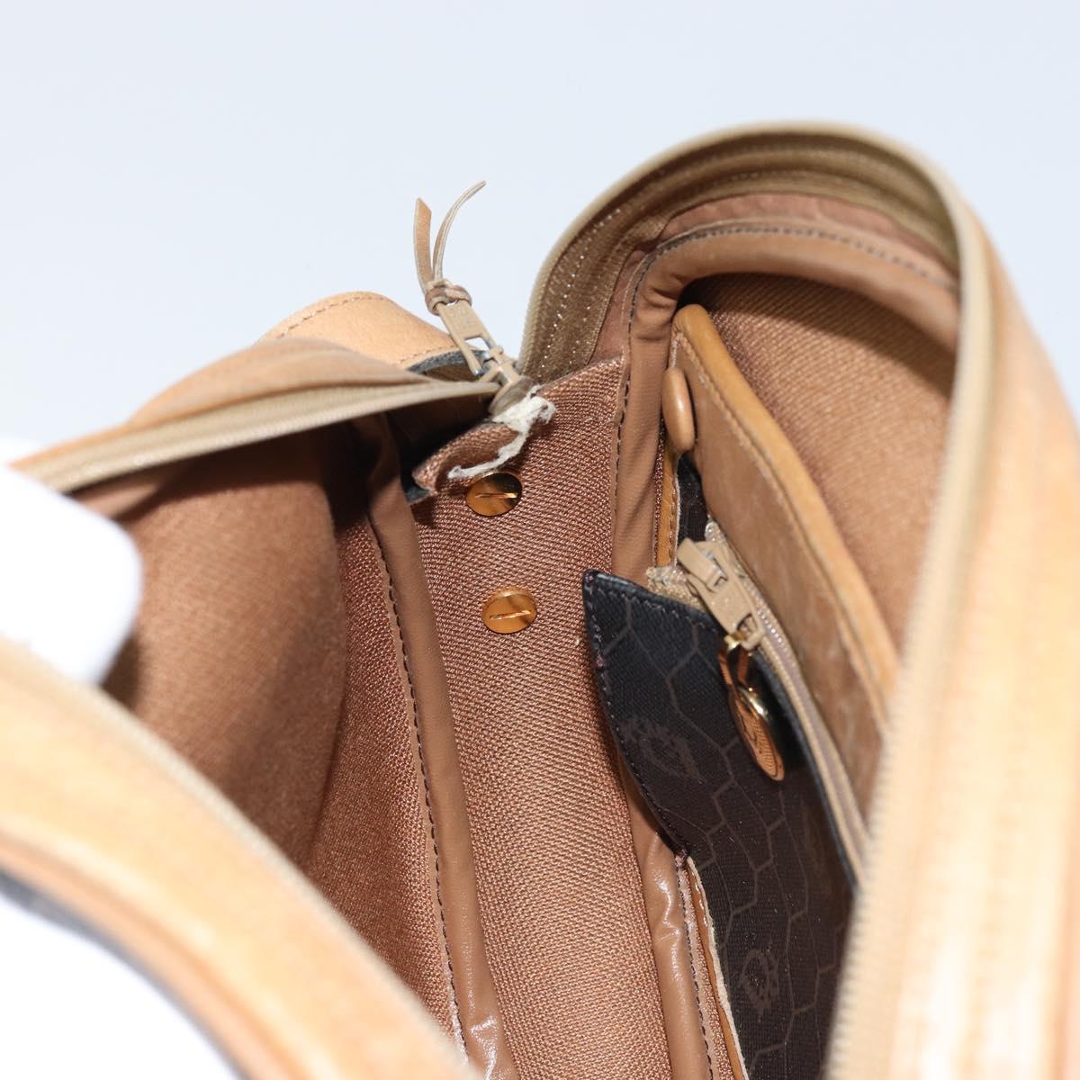 Christian Dior Honeycomb Canvas Shoulder Bag PVC Black Gold Auth ka2973