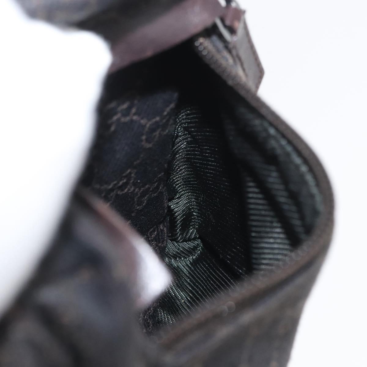GUCCI GG Canvas Waist bag Dark Brown Silver 28566 Auth ka2977