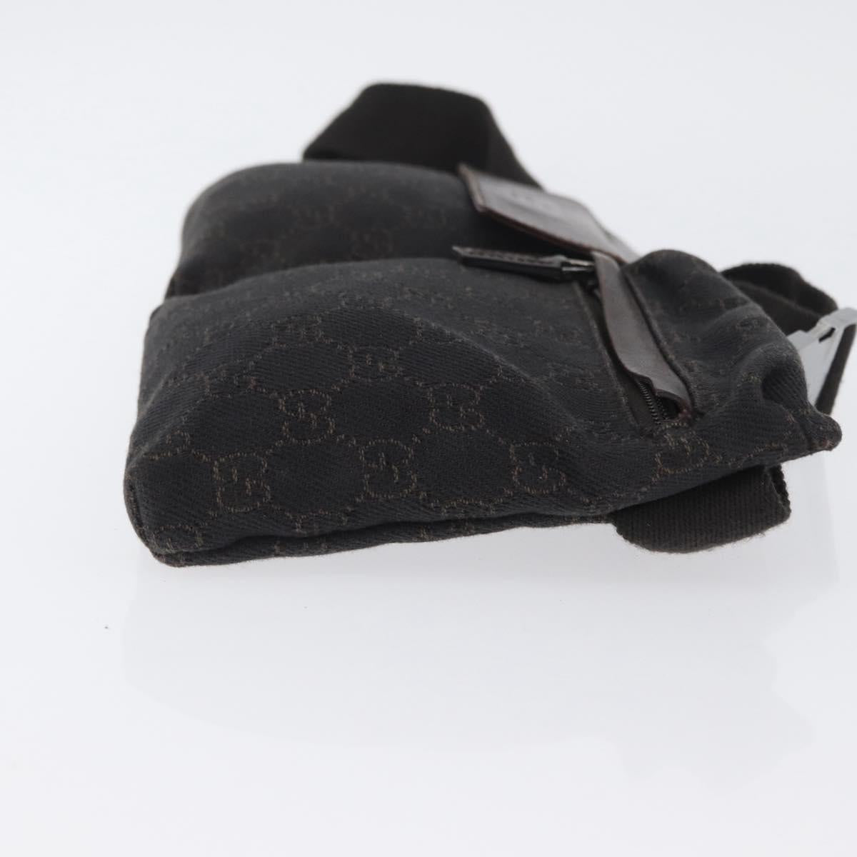 GUCCI GG Canvas Waist bag Dark Brown Silver 28566 Auth ka2977