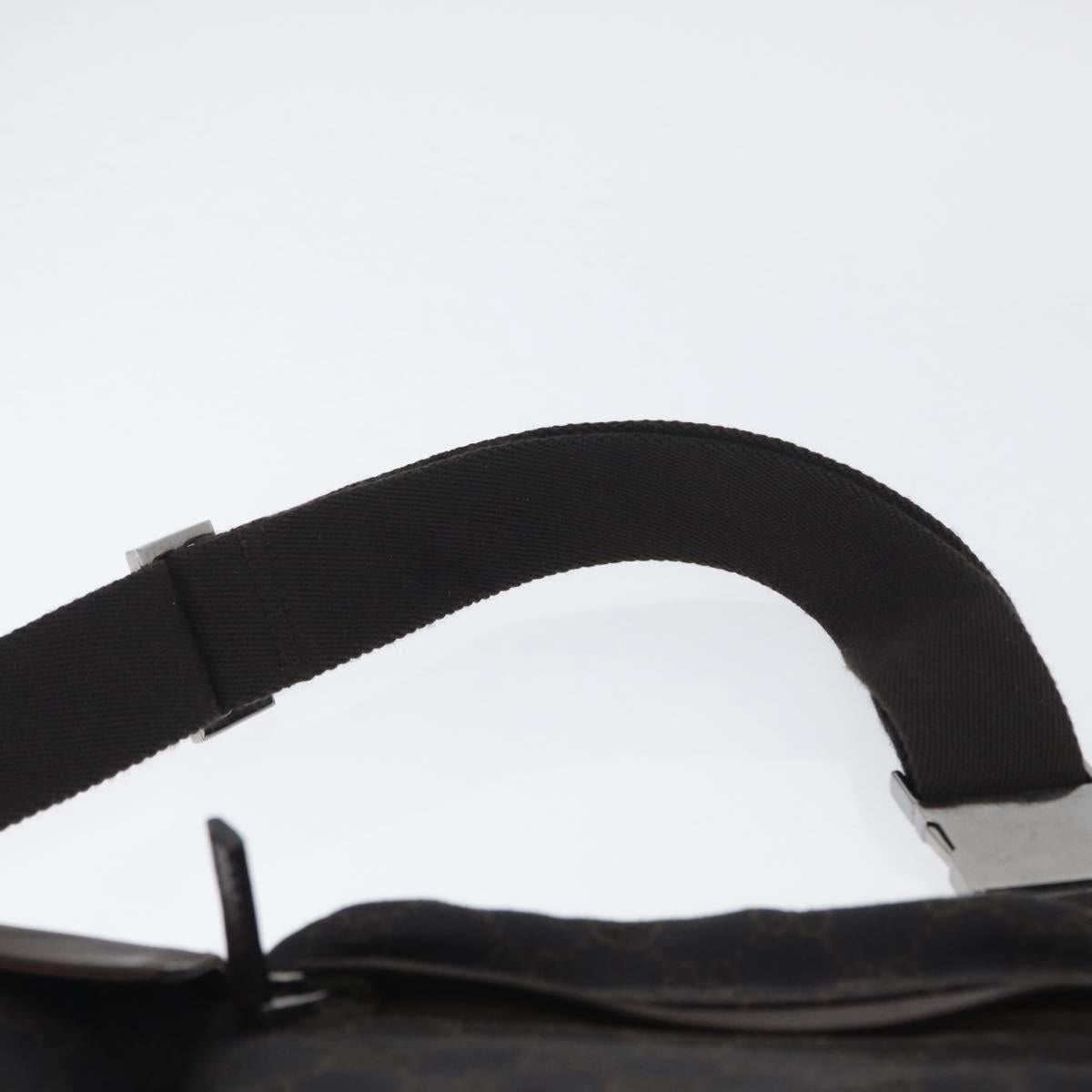 GUCCI GG Canvas Waist bag Dark Brown Silver 28566 Auth ka2977