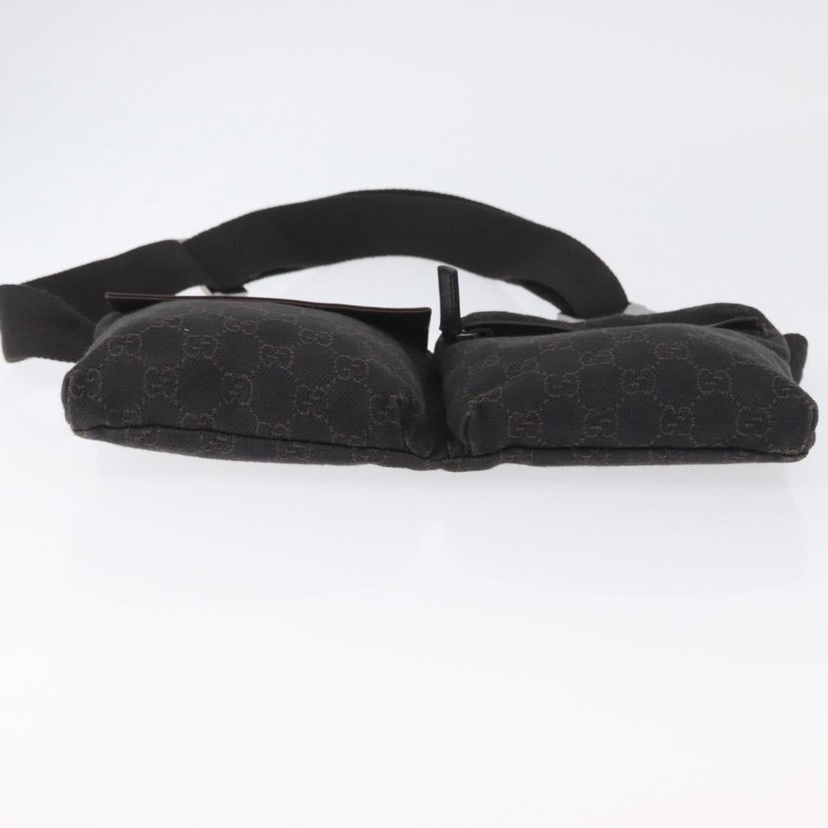 GUCCI GG Canvas Waist bag Dark Brown Silver 28566 Auth ka2977