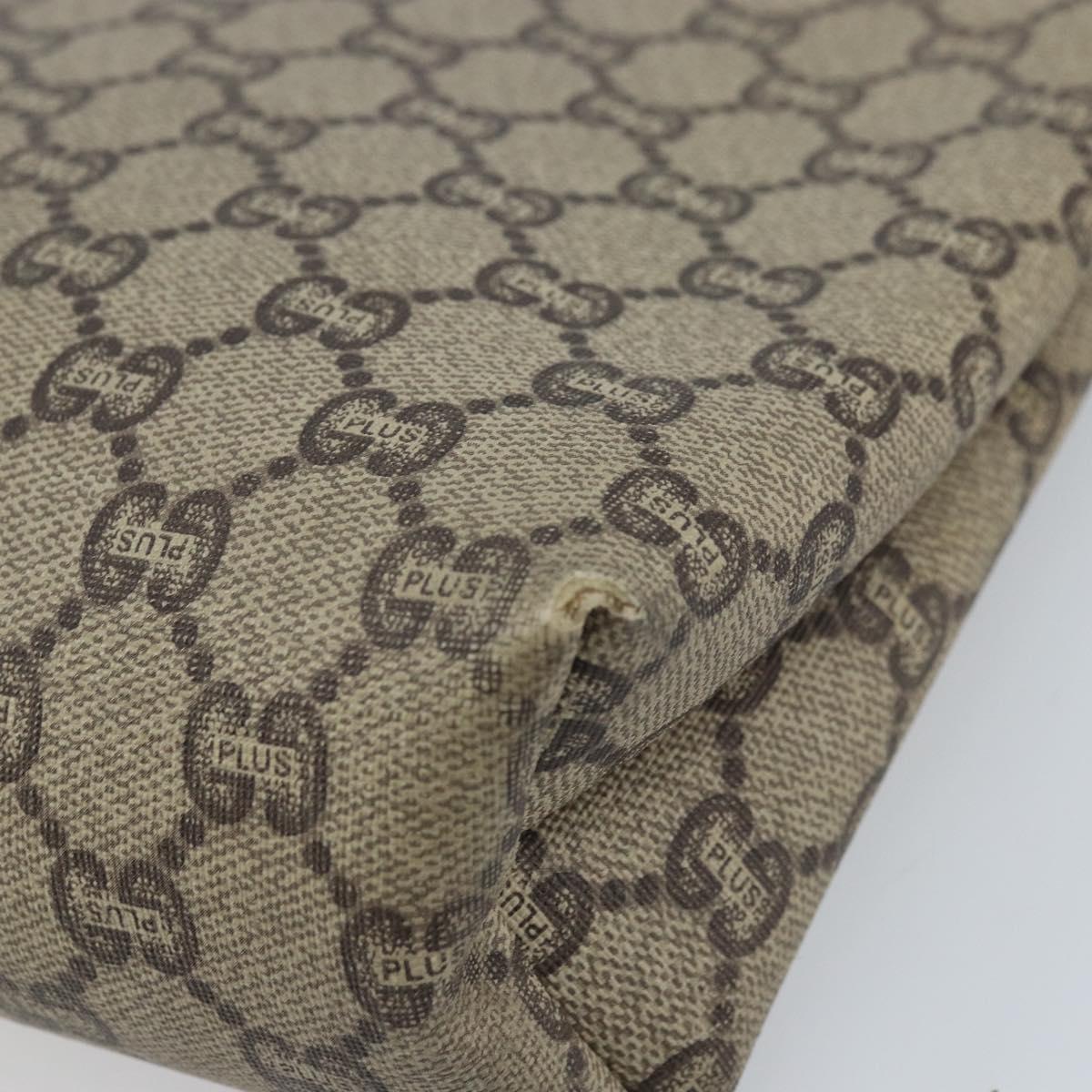 GUCCI GG Plus Supreme Clutch Bag PVC Beige Auth ka2978