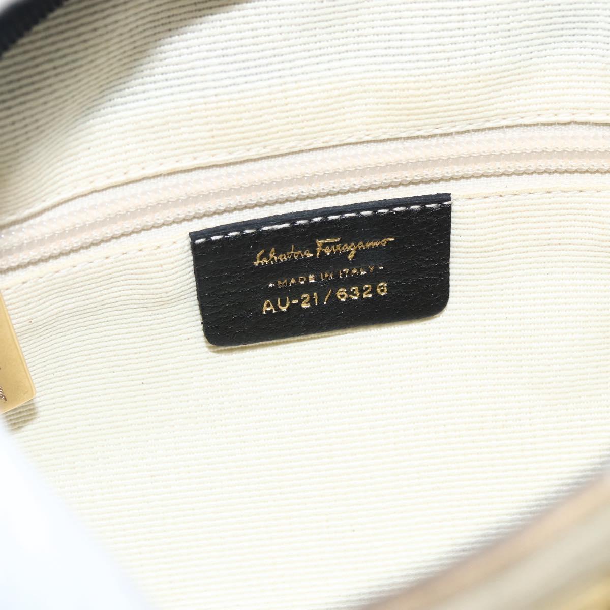 Salvatore Ferragamo Hand Bag Canvas Beige Black Auth ka2979