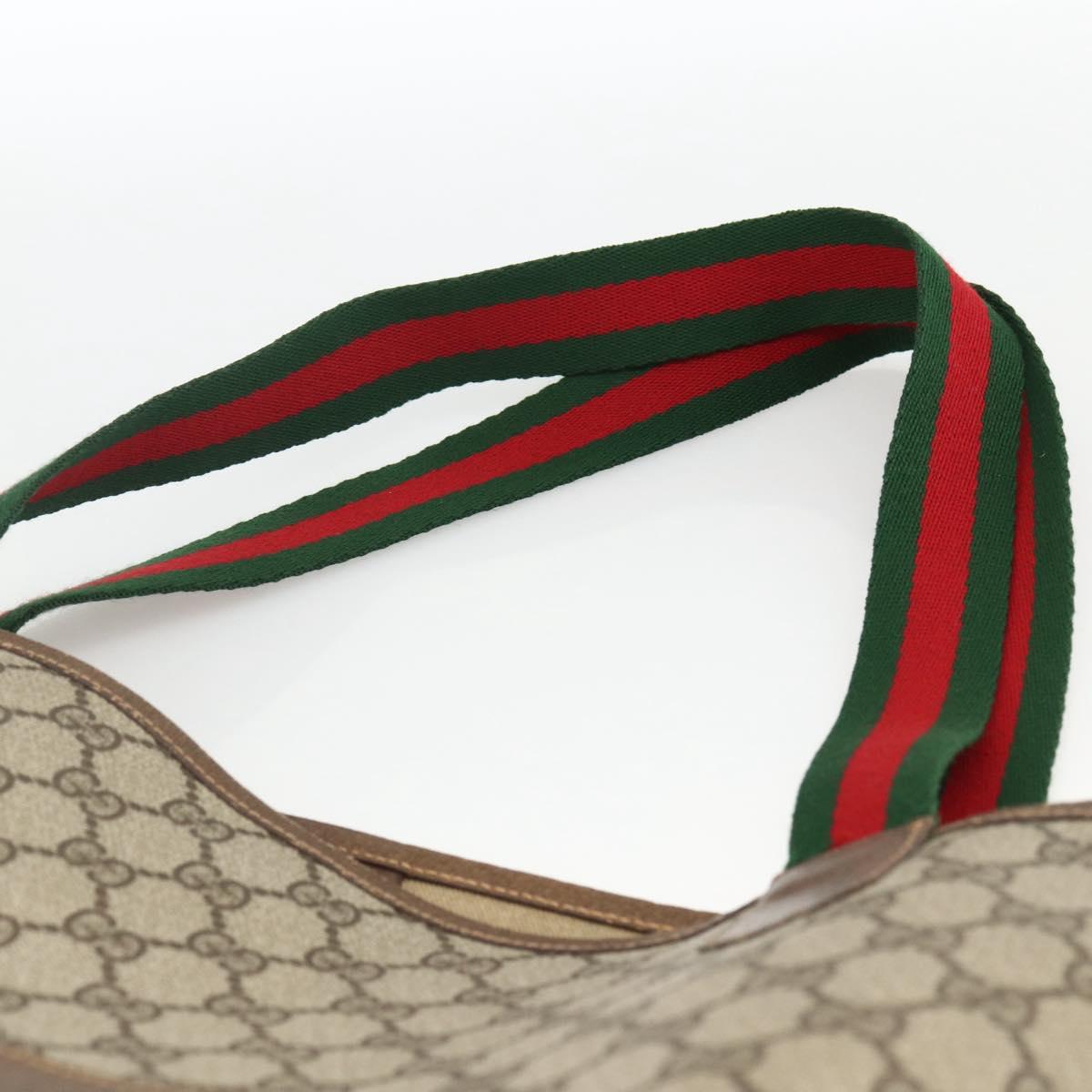 GUCCI GG Supreme Web Sherry Line Tote Bag PVC Beige Red 002 904 0222 Auth ka2984