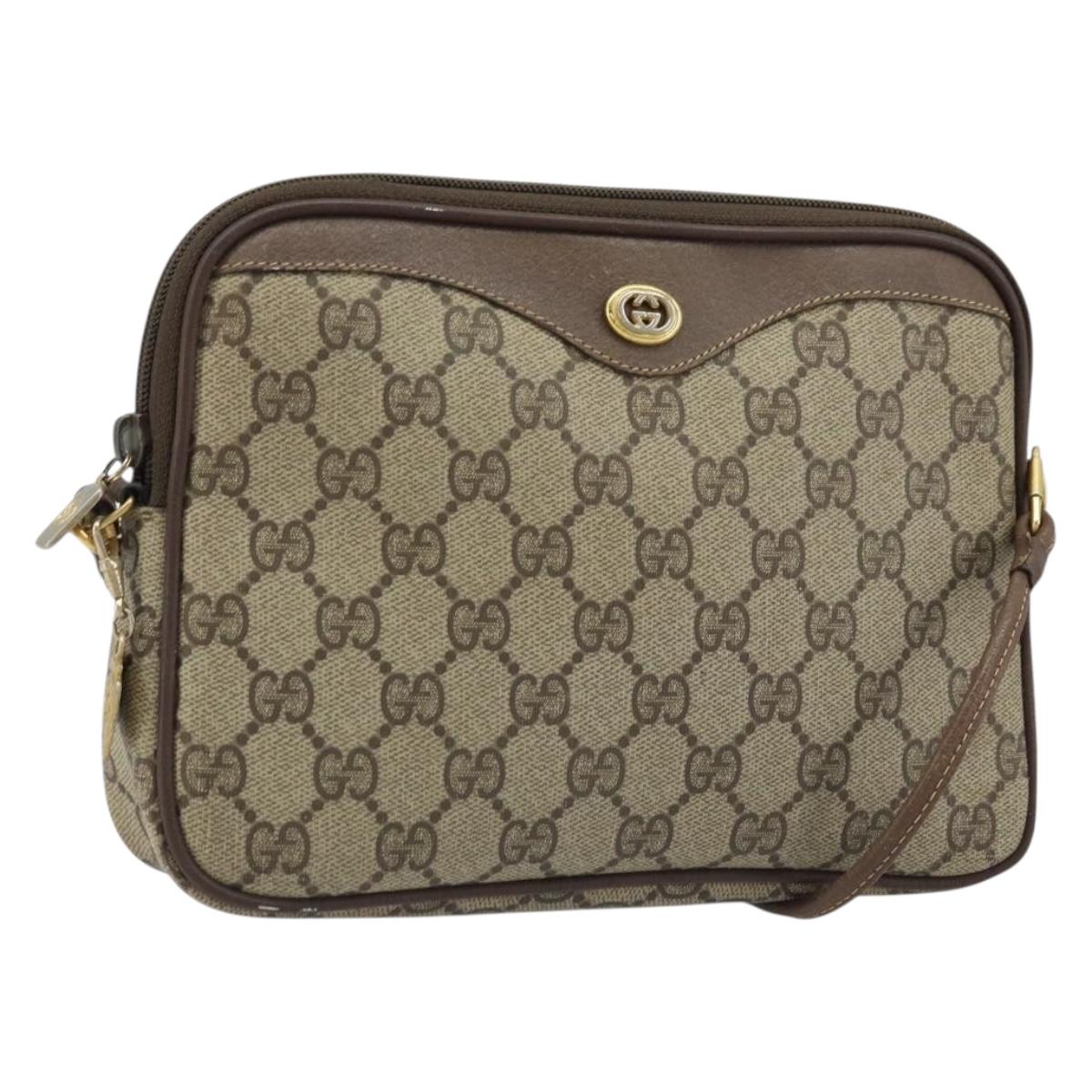 GUCCI GG Supreme Shoulder Bag PVC Beige Gold 97 02 068 Auth ka2990