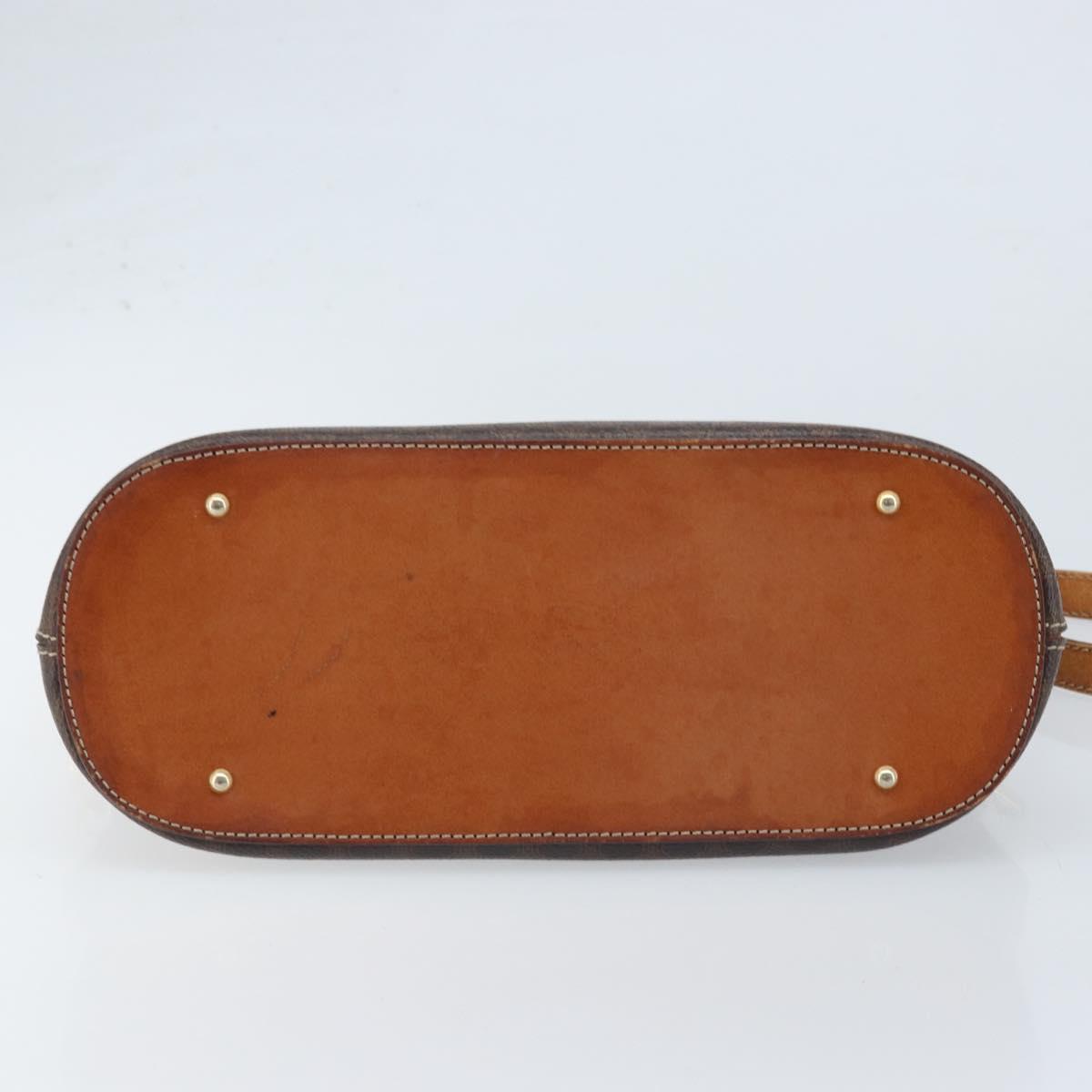 CELINE Macadam Canvas Hand Bag PVC Leather 2way Brown Gold Auth ka2994