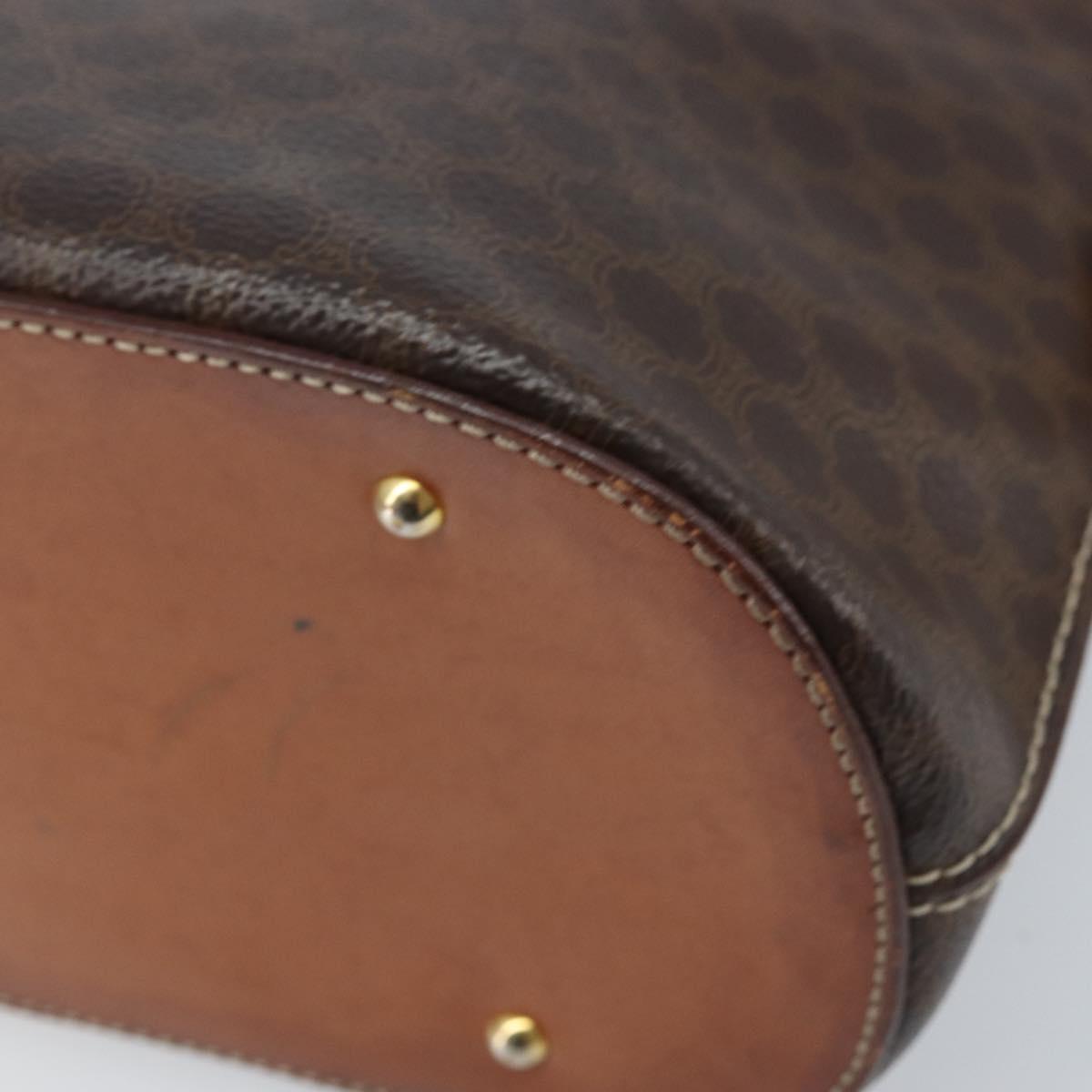 CELINE Macadam Canvas Hand Bag PVC Leather 2way Brown Gold Auth ka2994