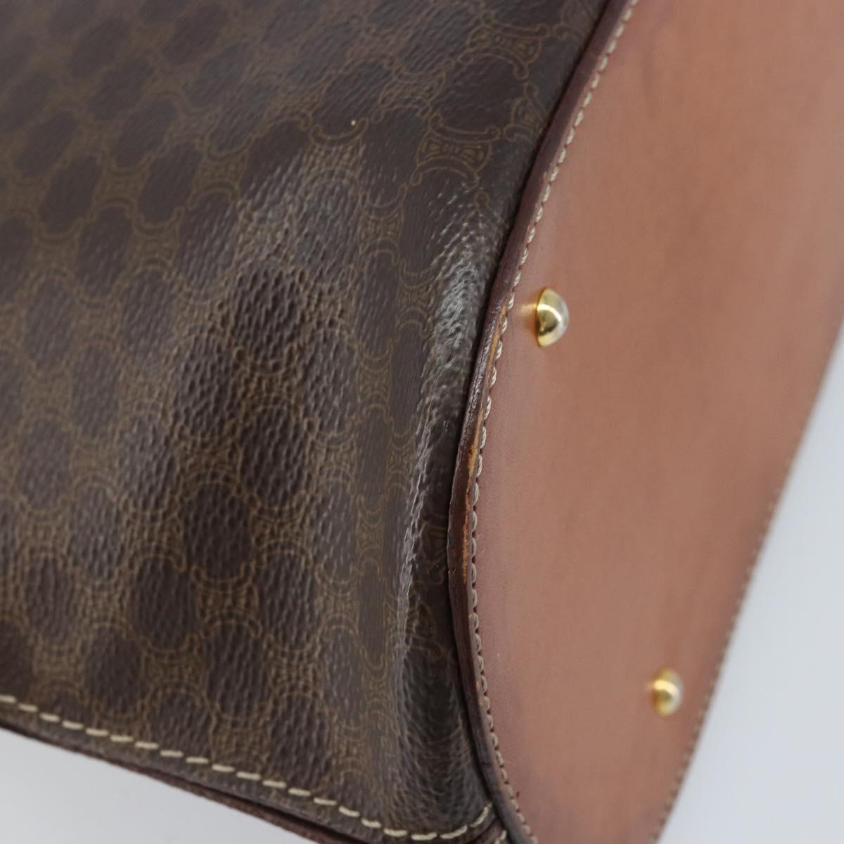 CELINE Macadam Canvas Hand Bag PVC Leather 2way Brown Gold Auth ka2994