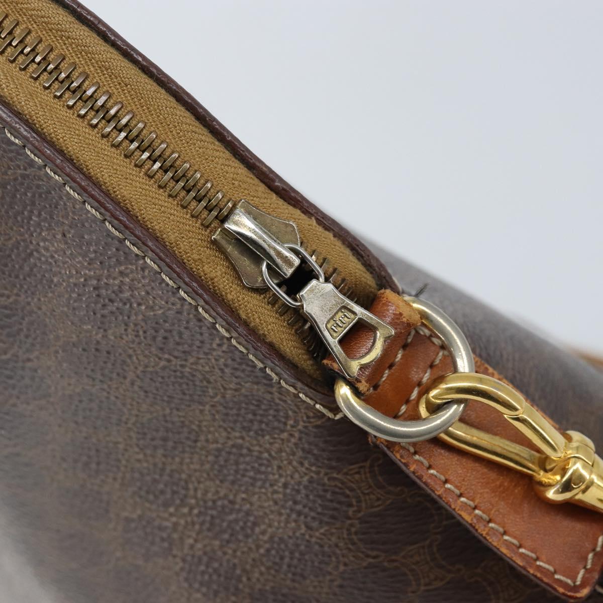 CELINE Macadam Canvas Hand Bag PVC Leather 2way Brown Gold Auth ka2994