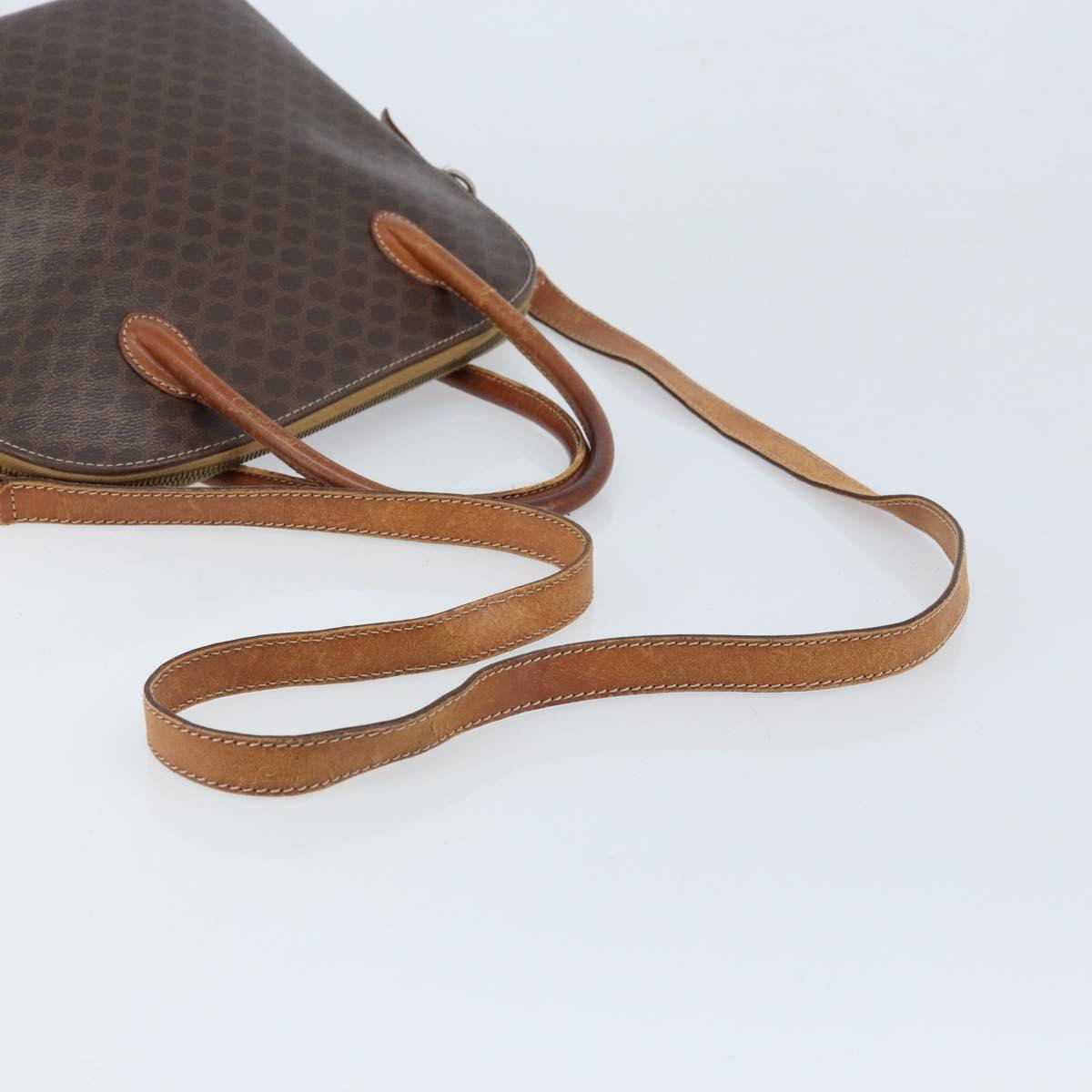 CELINE Macadam Canvas Hand Bag PVC Leather 2way Brown Gold Auth ka2994