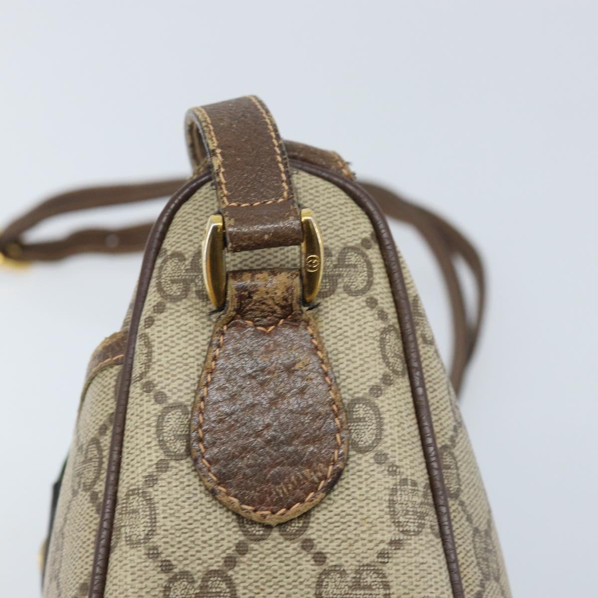 GUCCI GG Supreme Web Sherry Line Bag PVC Beige Red 89 02 032 Auth ka2995