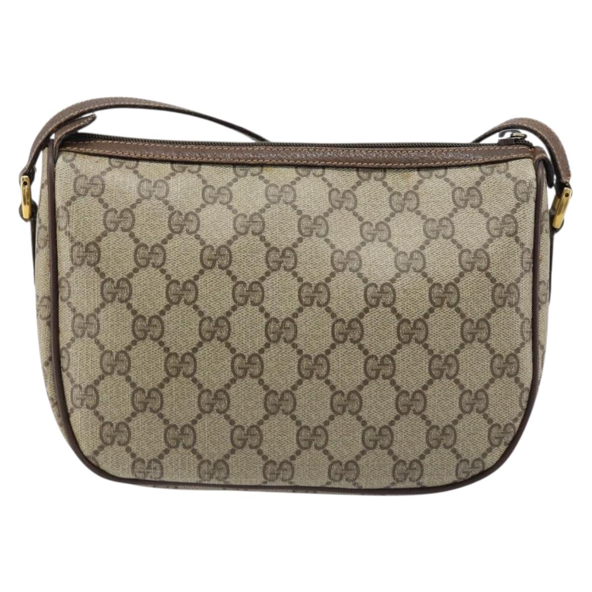 GUCCI GG Supreme Web Sherry Line Bag PVC Beige Red 89 02 032 Auth ka2995