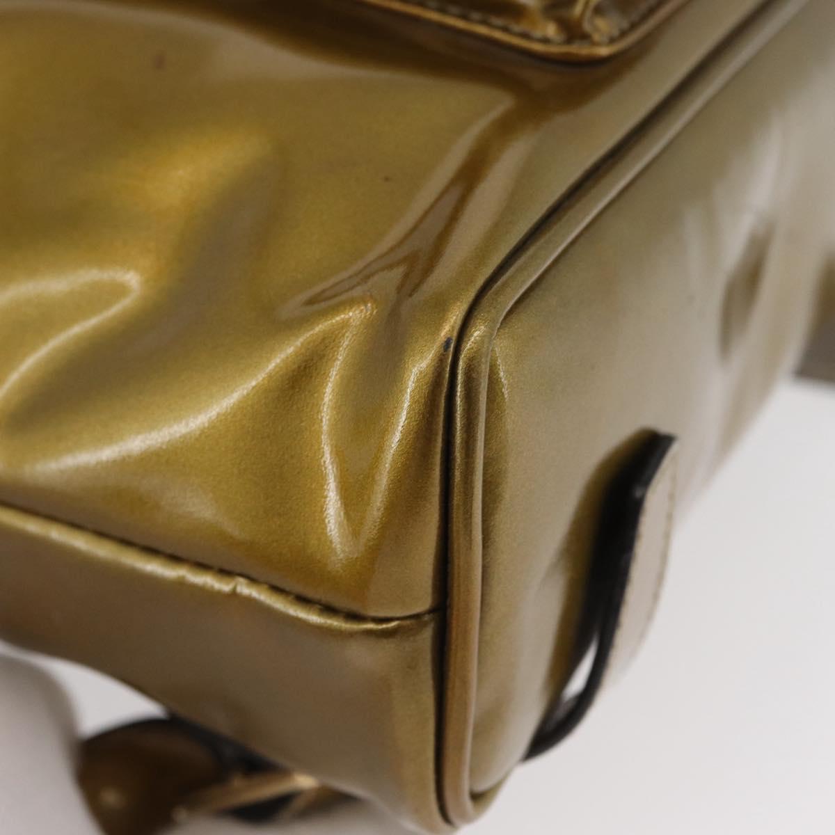 GUCCI Bamboo Backpack Patent leather Gold Tone 003 1705 0030 Auth ka2998